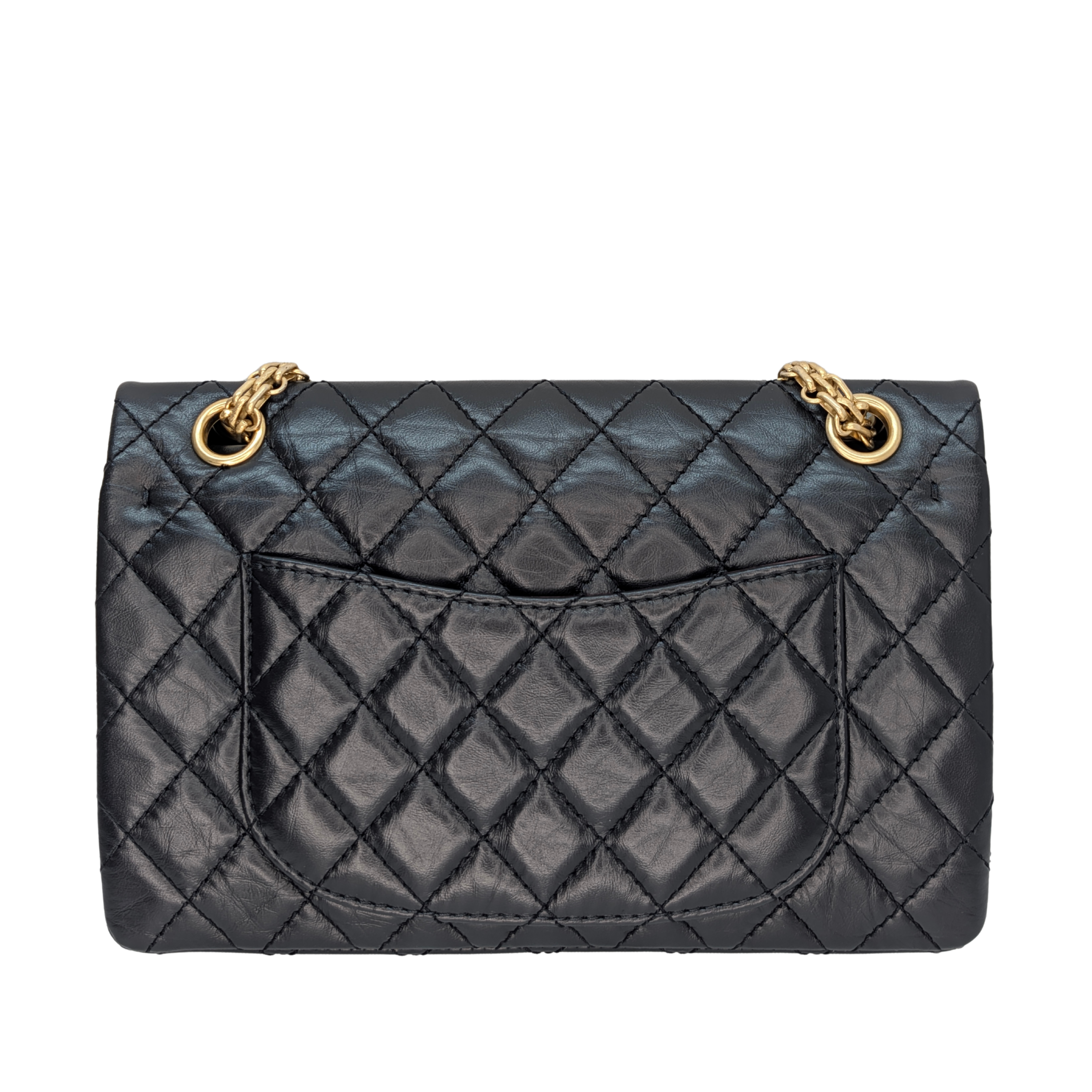 Chanel Black Distressed Calfskin 2.55 Reissue 225 Bag Black
