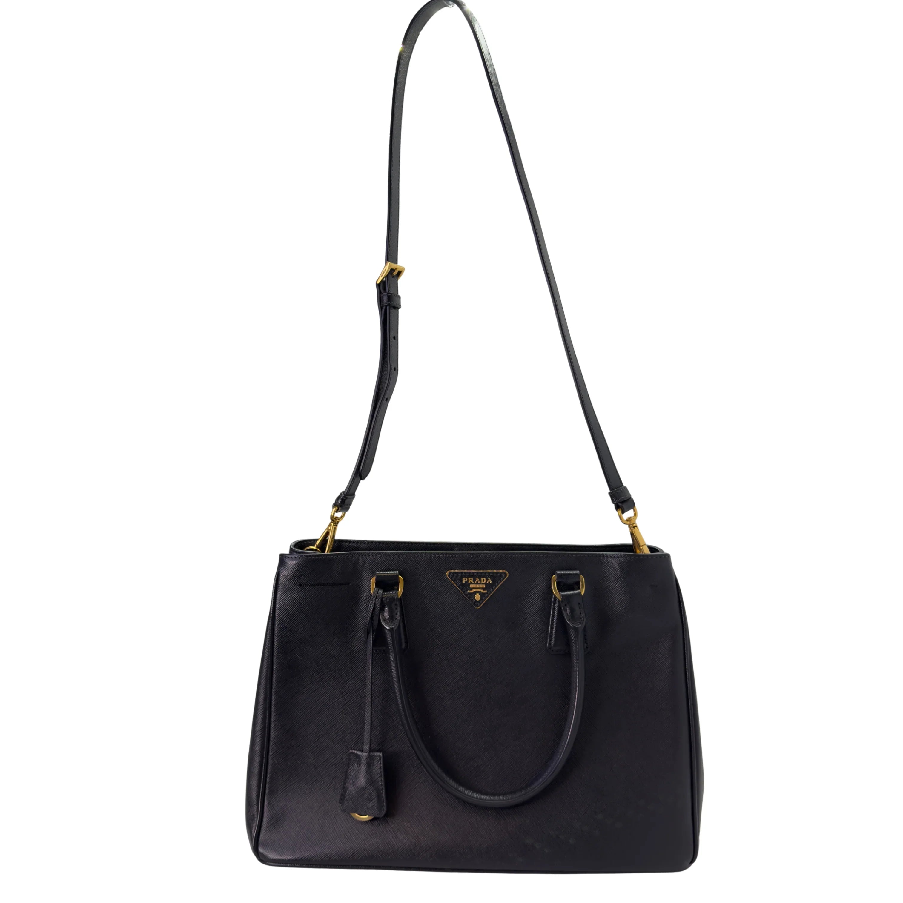 Prada Safiano Lux Medium Tote Bag Black - Lost Designer