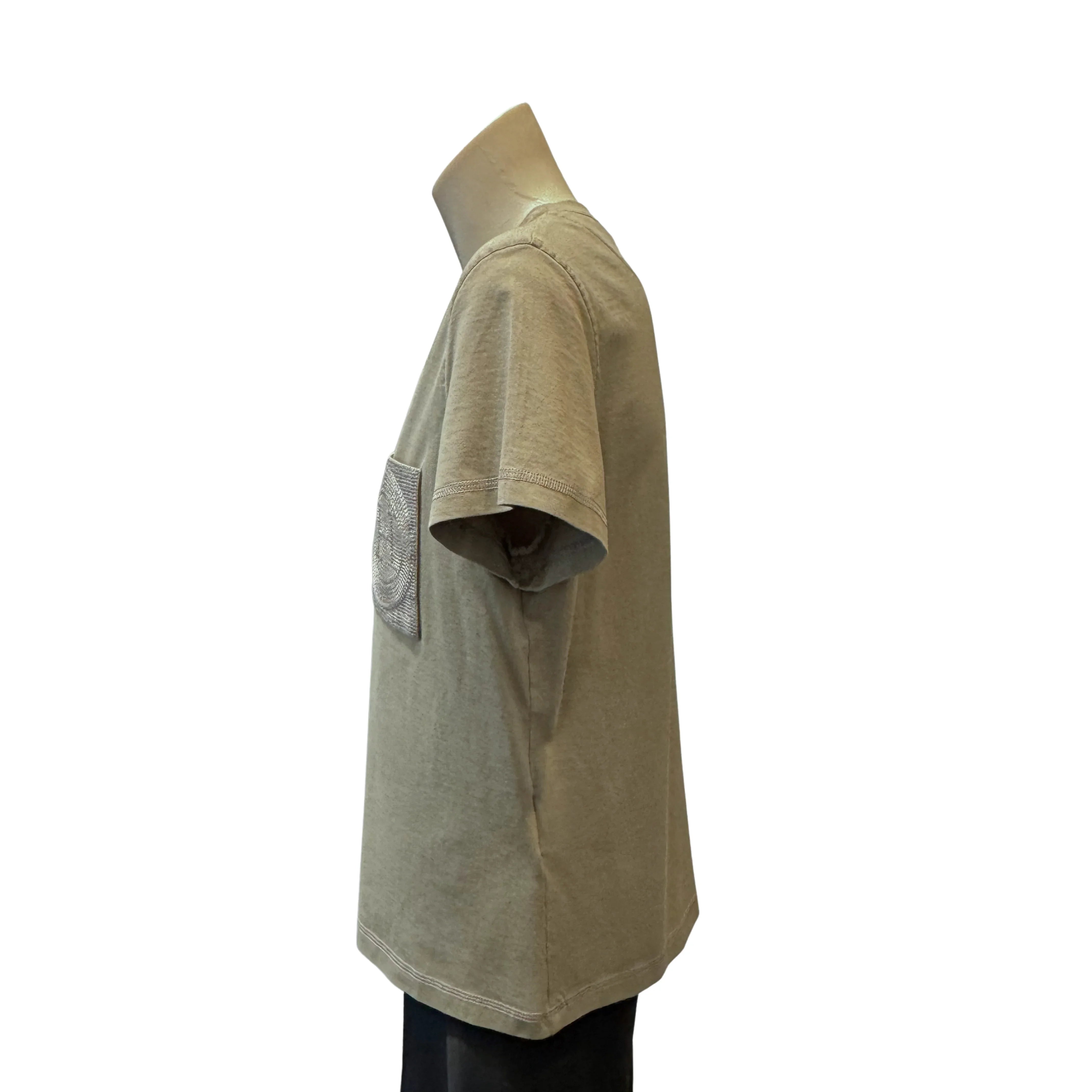 Hermes Droit Poche Brodée T-shirt Khaki size 40