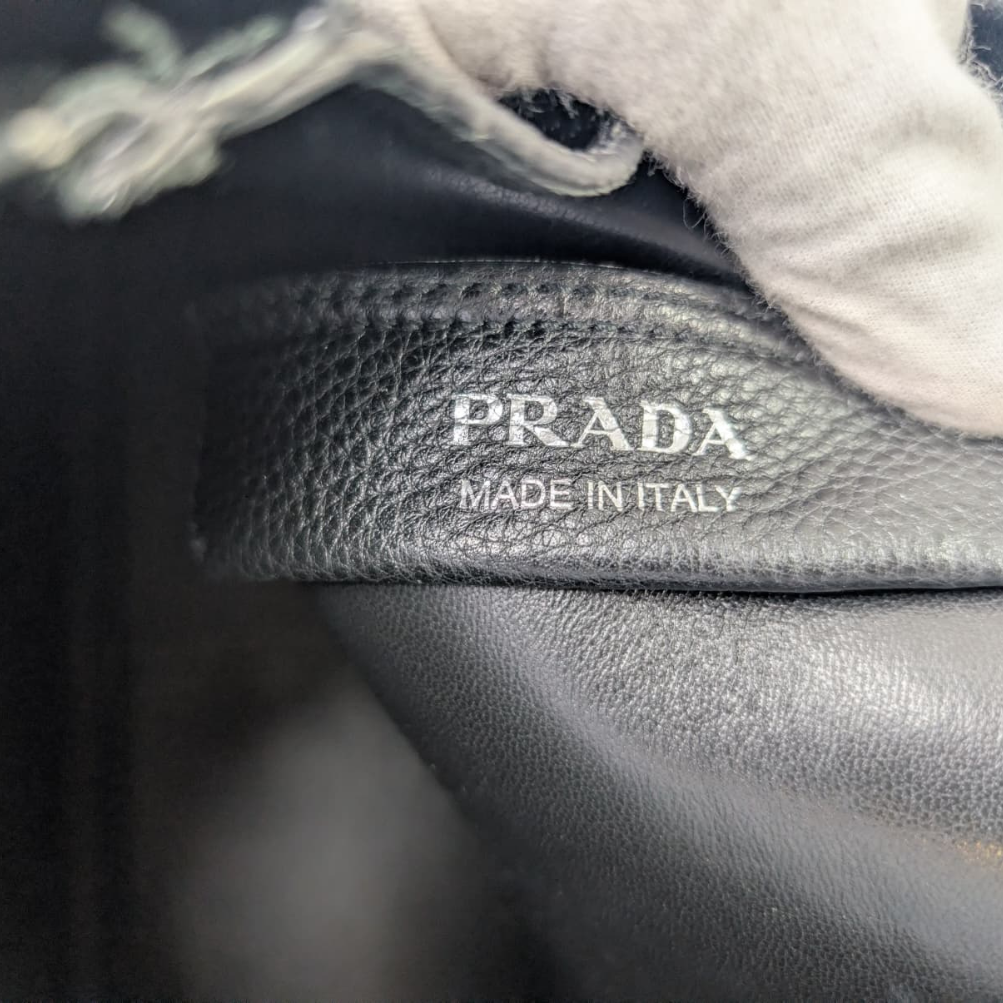 Prada Daino Soft Medium Dynamique Tote Bag Black