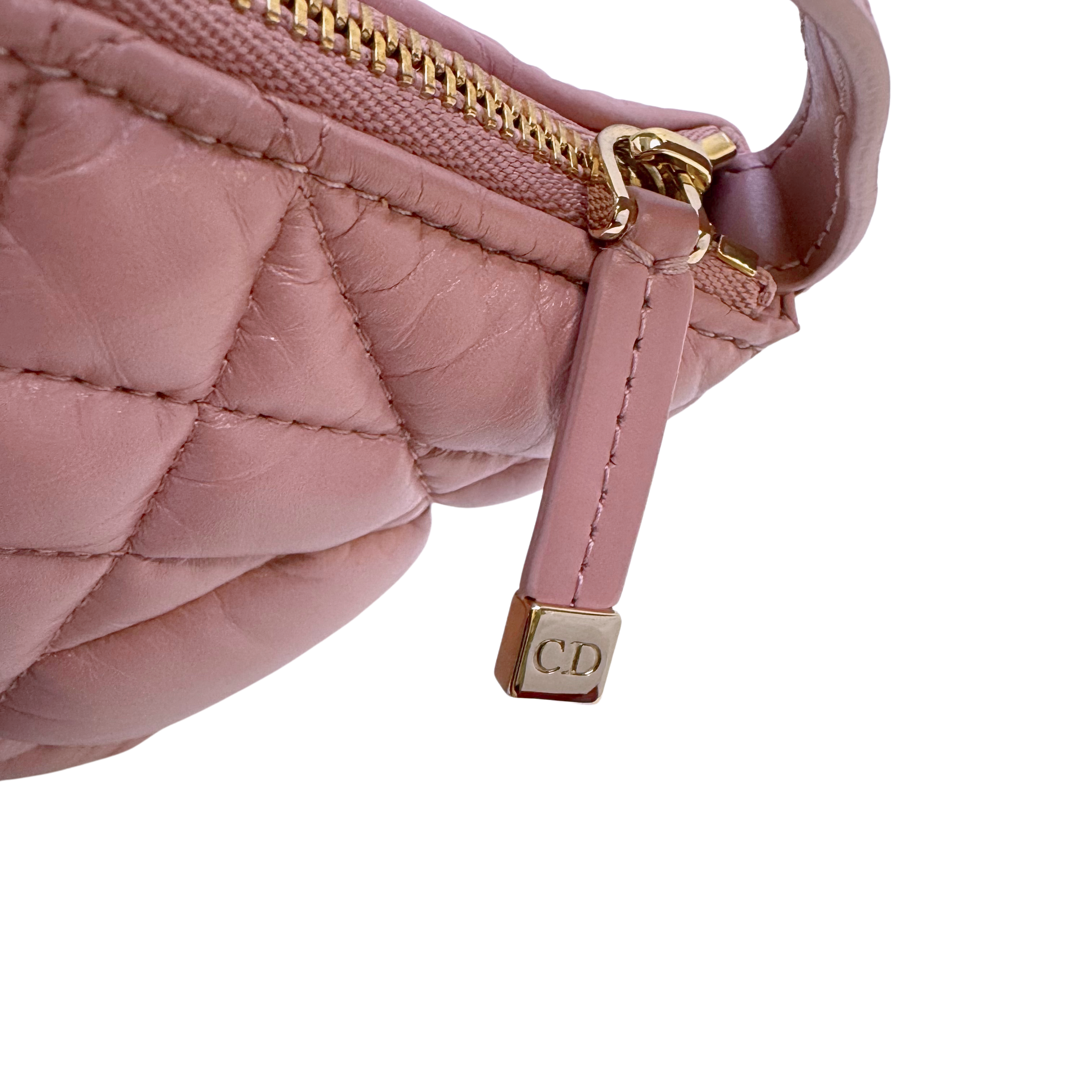 Dior Macrocannage Nomad Travel Pouch Bag Calfskin Pink
