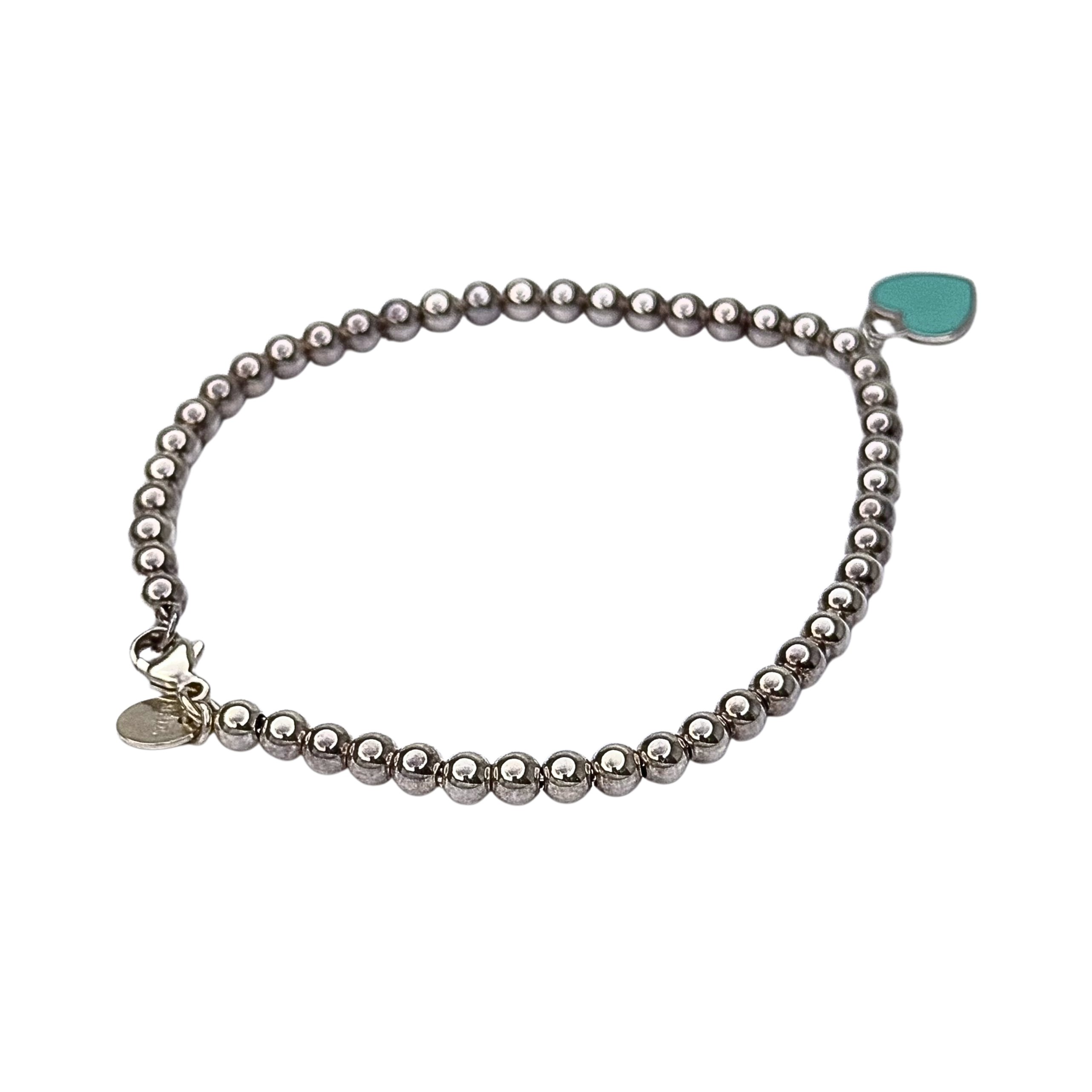 Tiffany & Co Beaded Enamel Heart Bracelet Silver