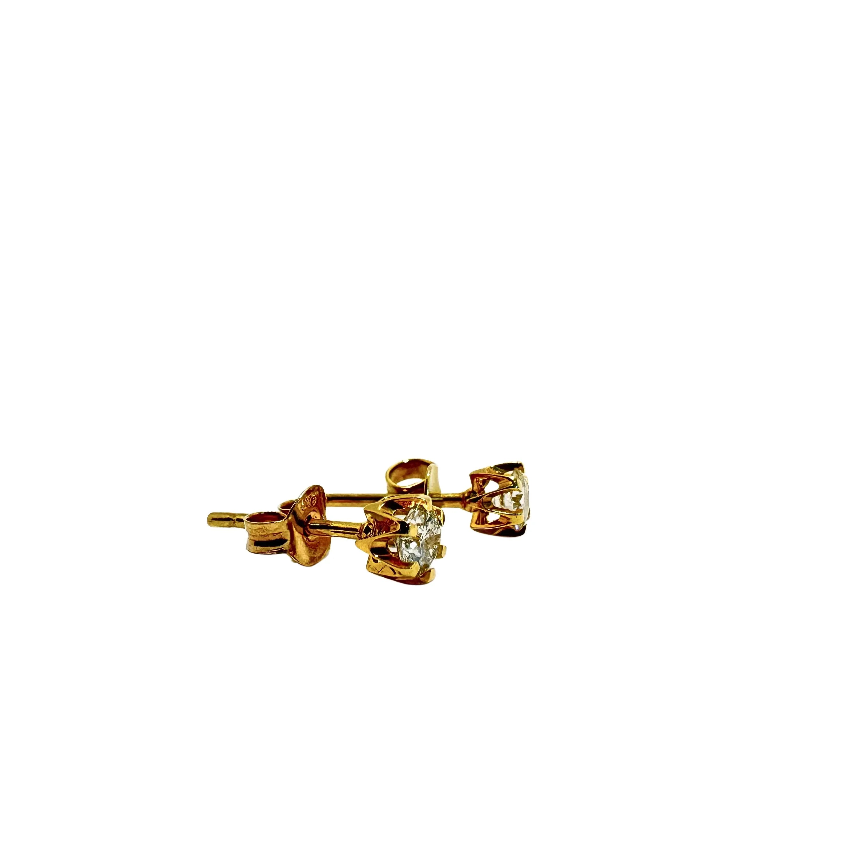 18ct Gold 0.4 Carat Total Diamond Studs Earrings - Lost Designer