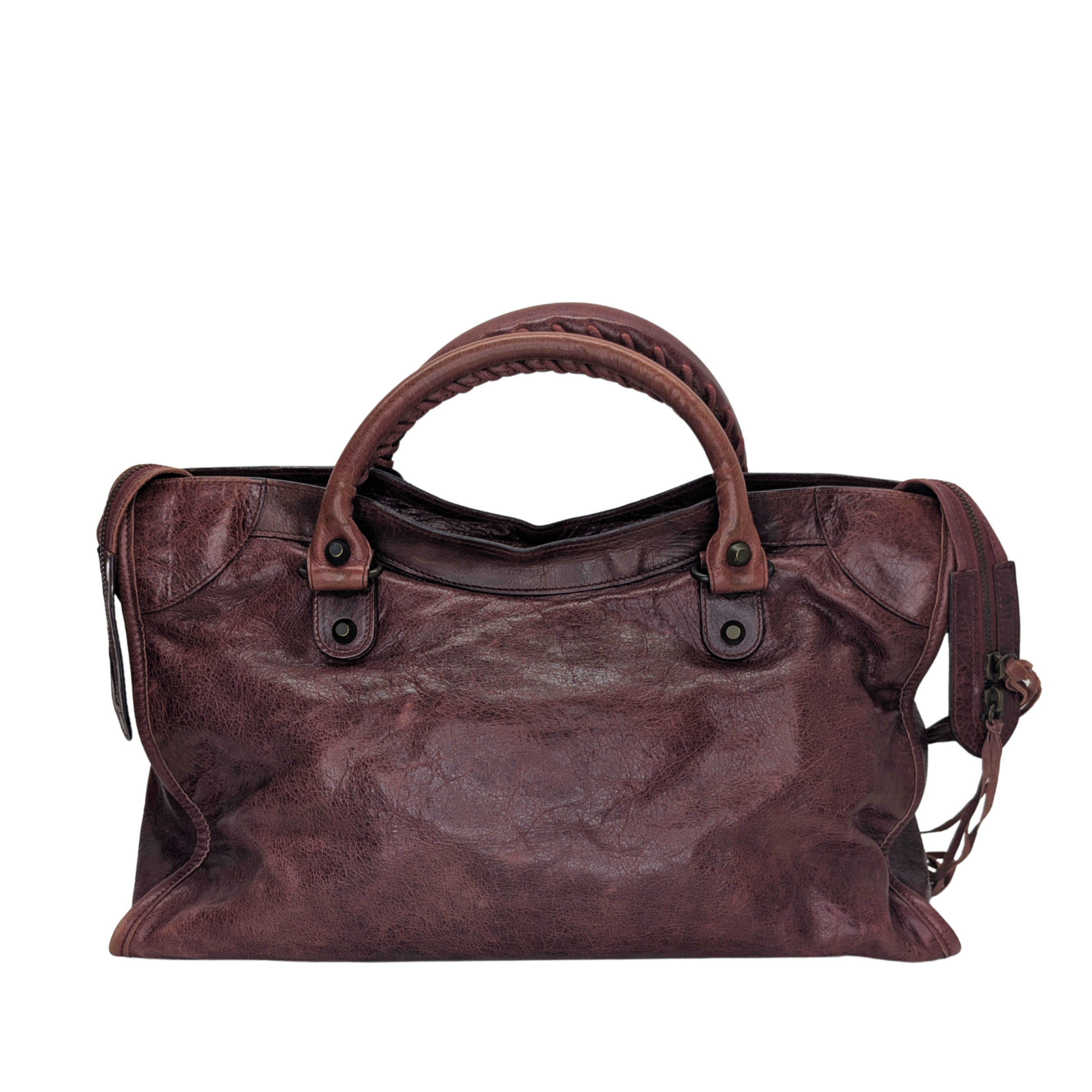 Balenciaga Motorcycle City Shoulder Bag Dark Burgundy