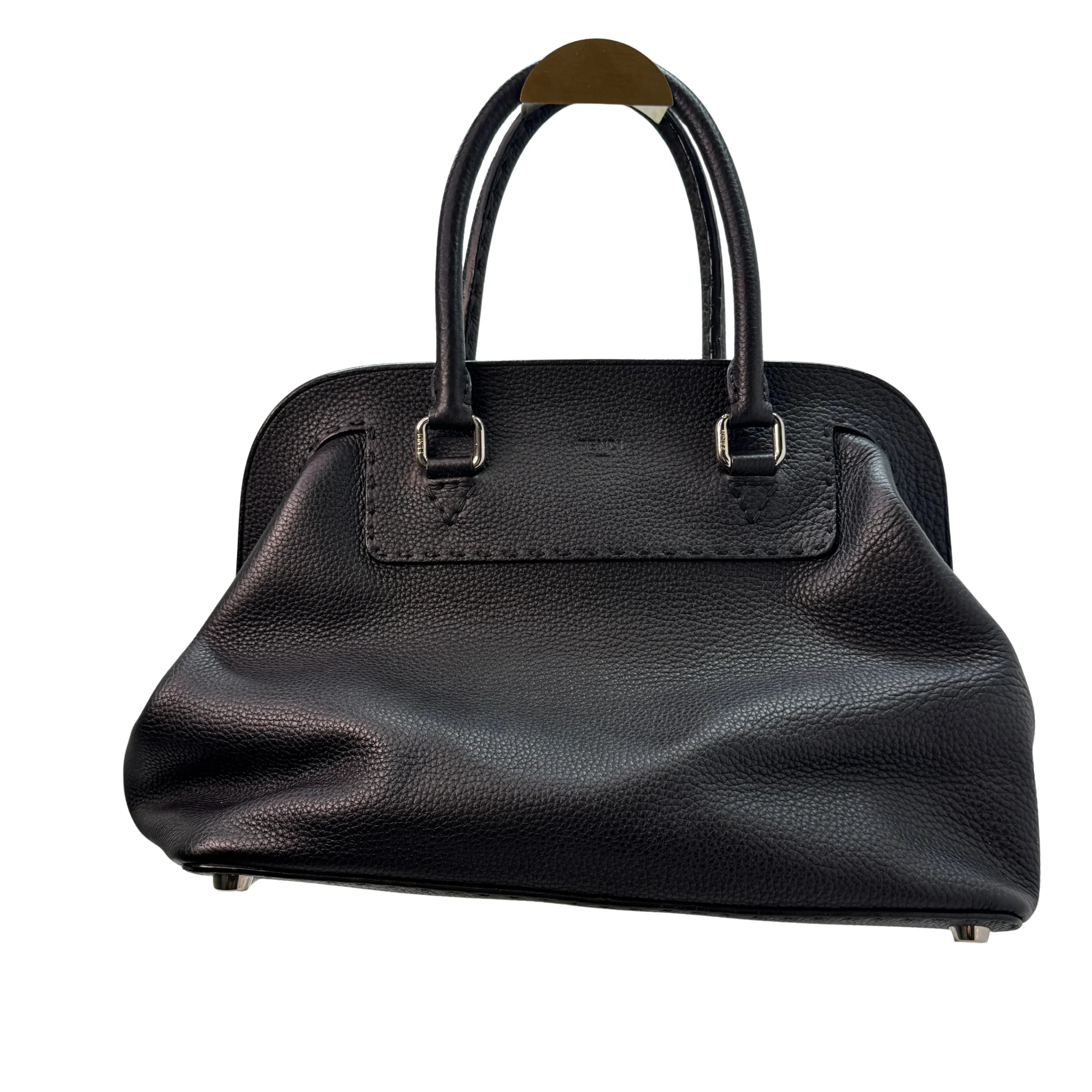 Fendi Cuoio Romano Selleria Adele 1328 Bag Black - Lost Designer