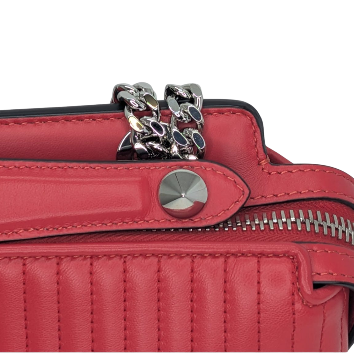 Fendi Dotcom Quilted Crossbody Bag Leather Red