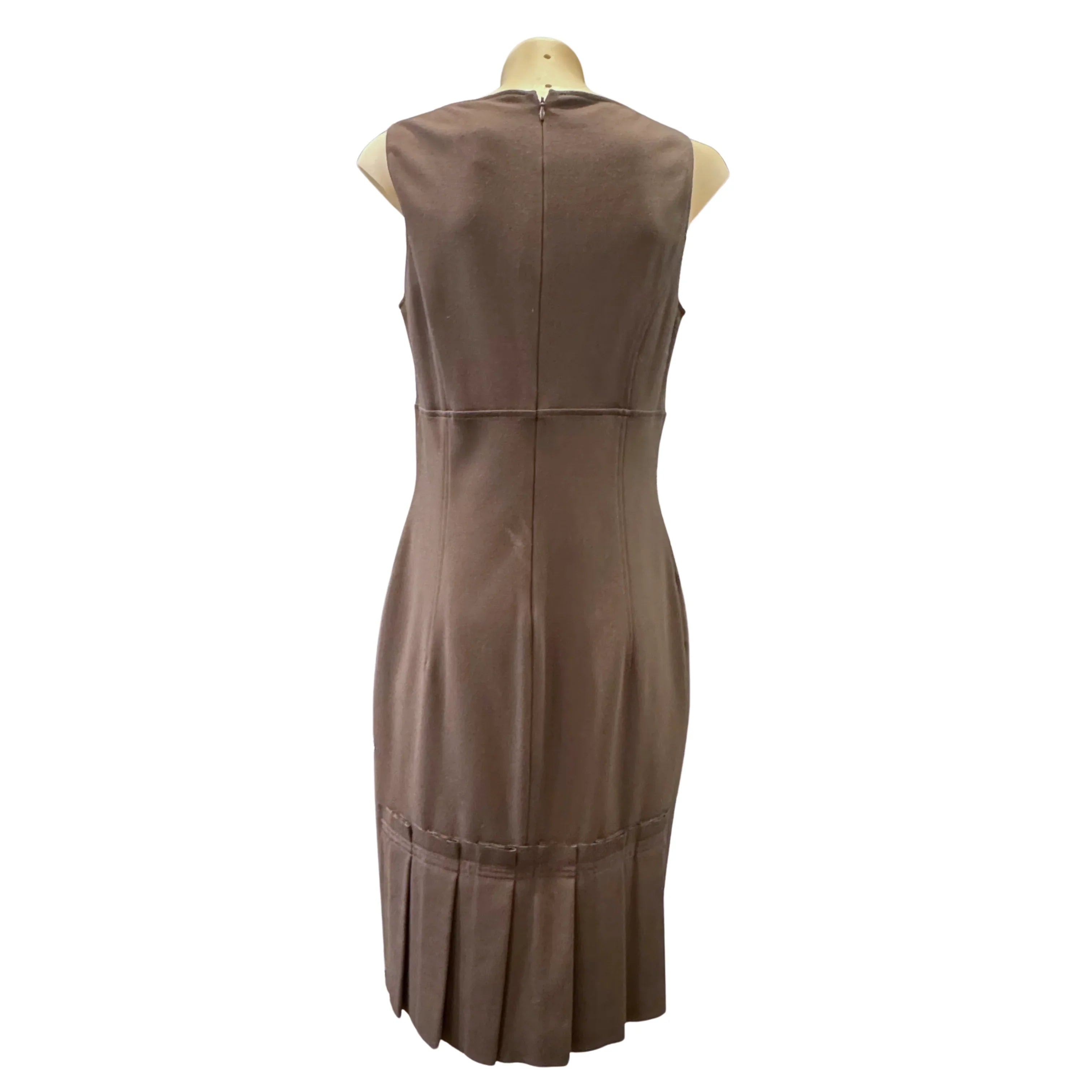 Roberto Cavalli Brown Sleeveless Square Neck Midi Dress Size 44