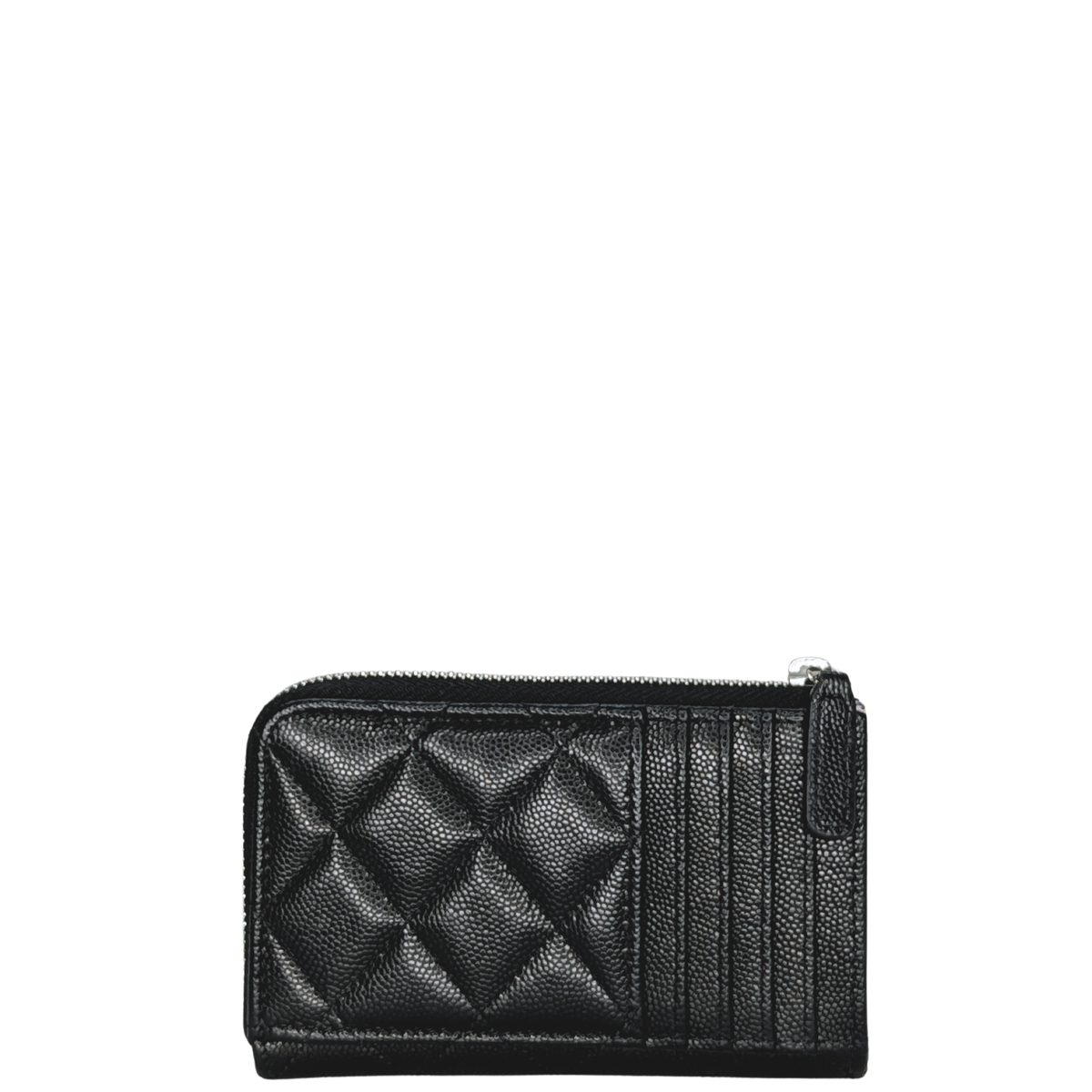 Chanel Logo Zip Around Wallet Black