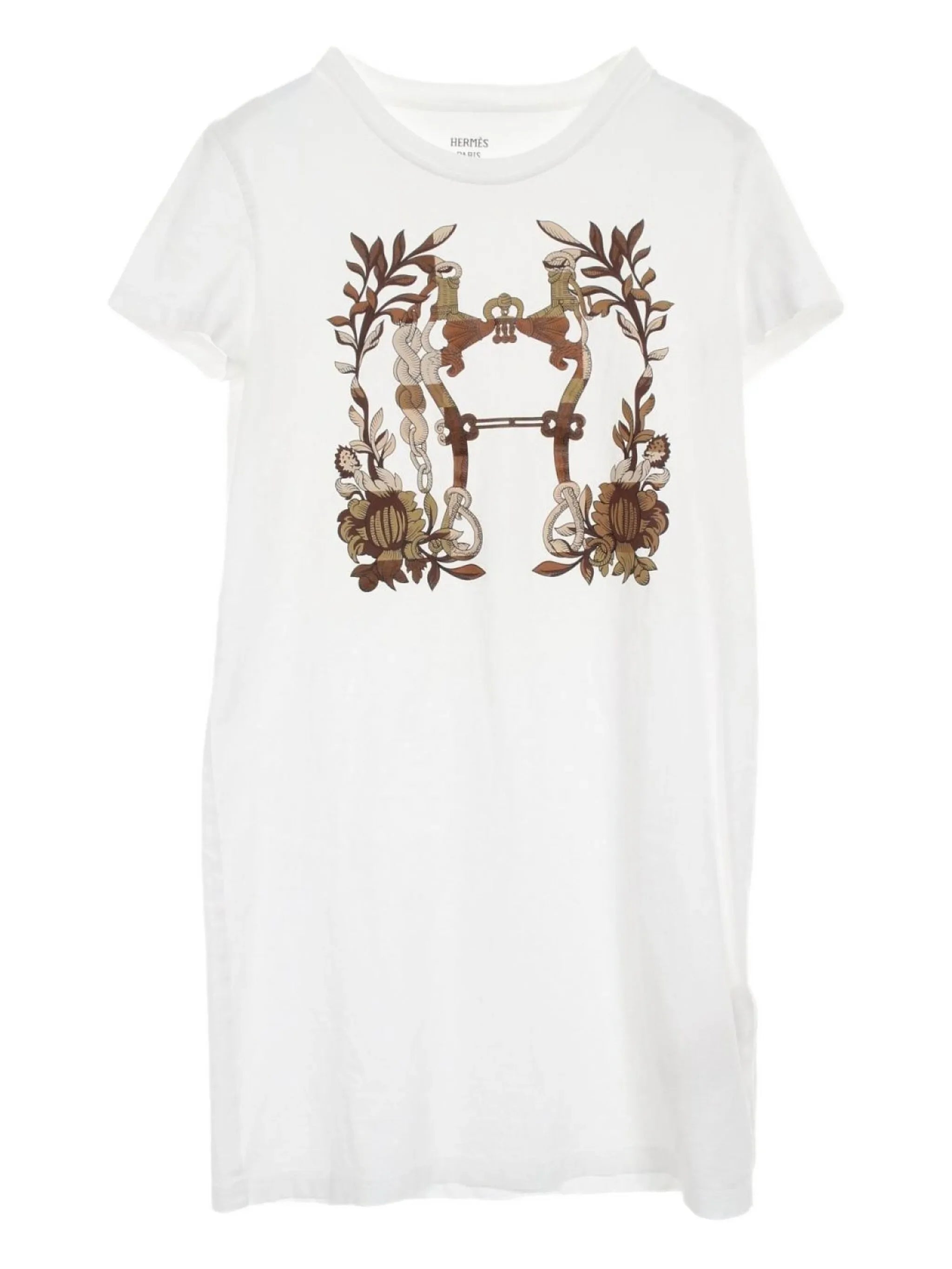 Hermes Della Cavalleria Mid T shirt Dress White 38