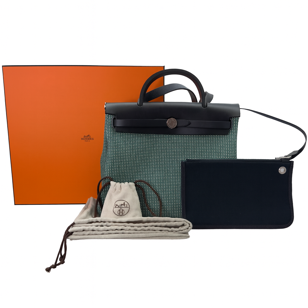 Hermés Herbag Zip 31 Criss Viking Quadrille Dark Green/Navy