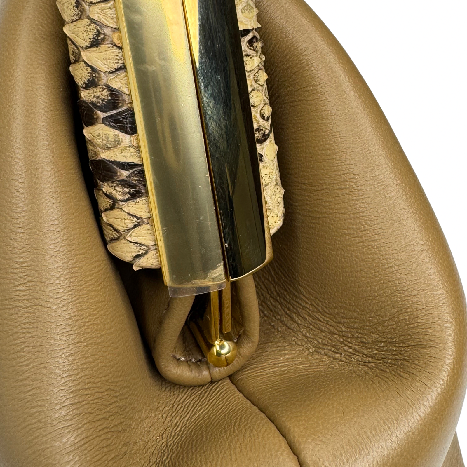 Fendi First Small Shiny Nappa Beige Snakeskin Lambskin Crossbody Bag