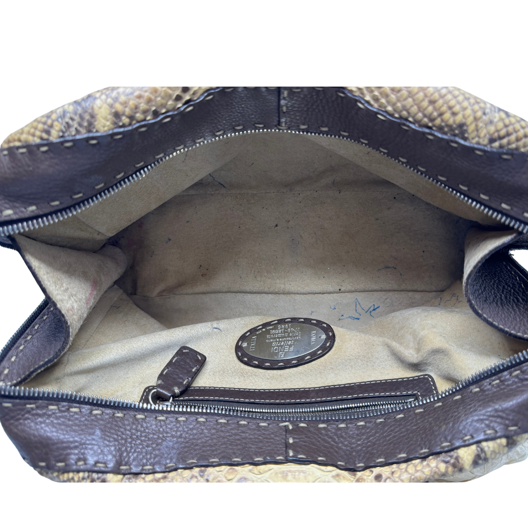 Fendi Selleria Snakeskin Leather Shoulder Bag