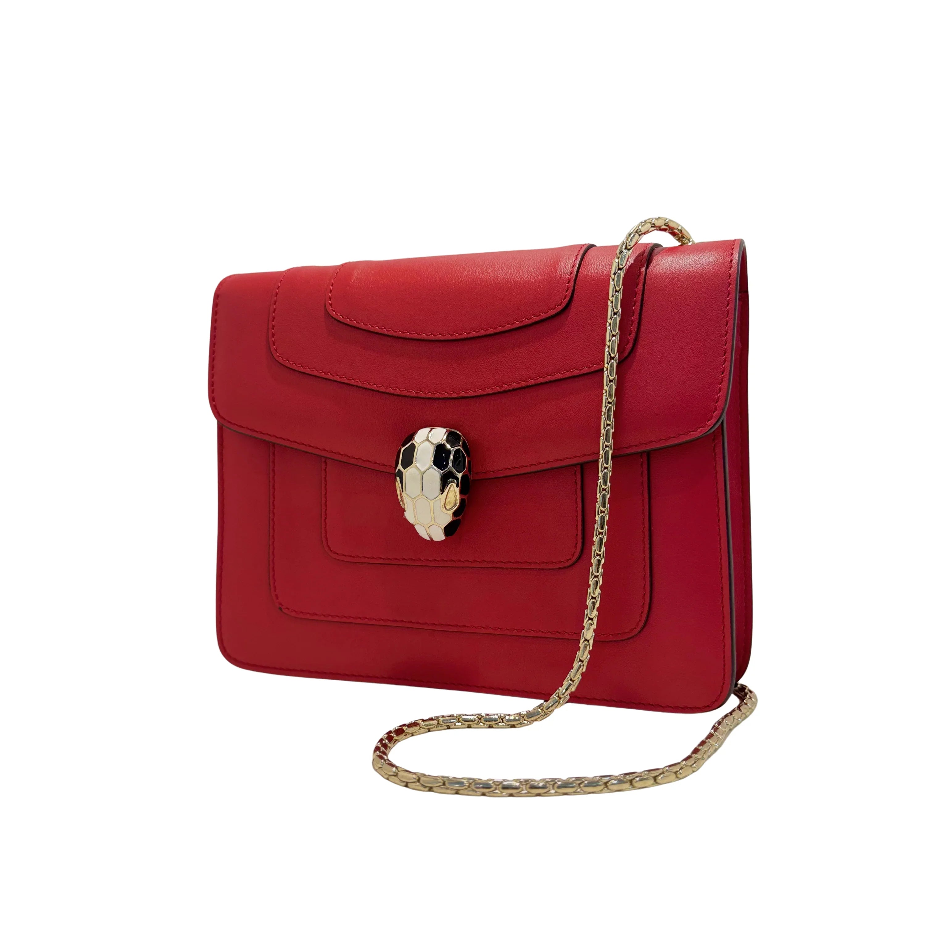 Bvlgari Serpent Forever Shoulder Bag Calfskin Red - Lost Designer