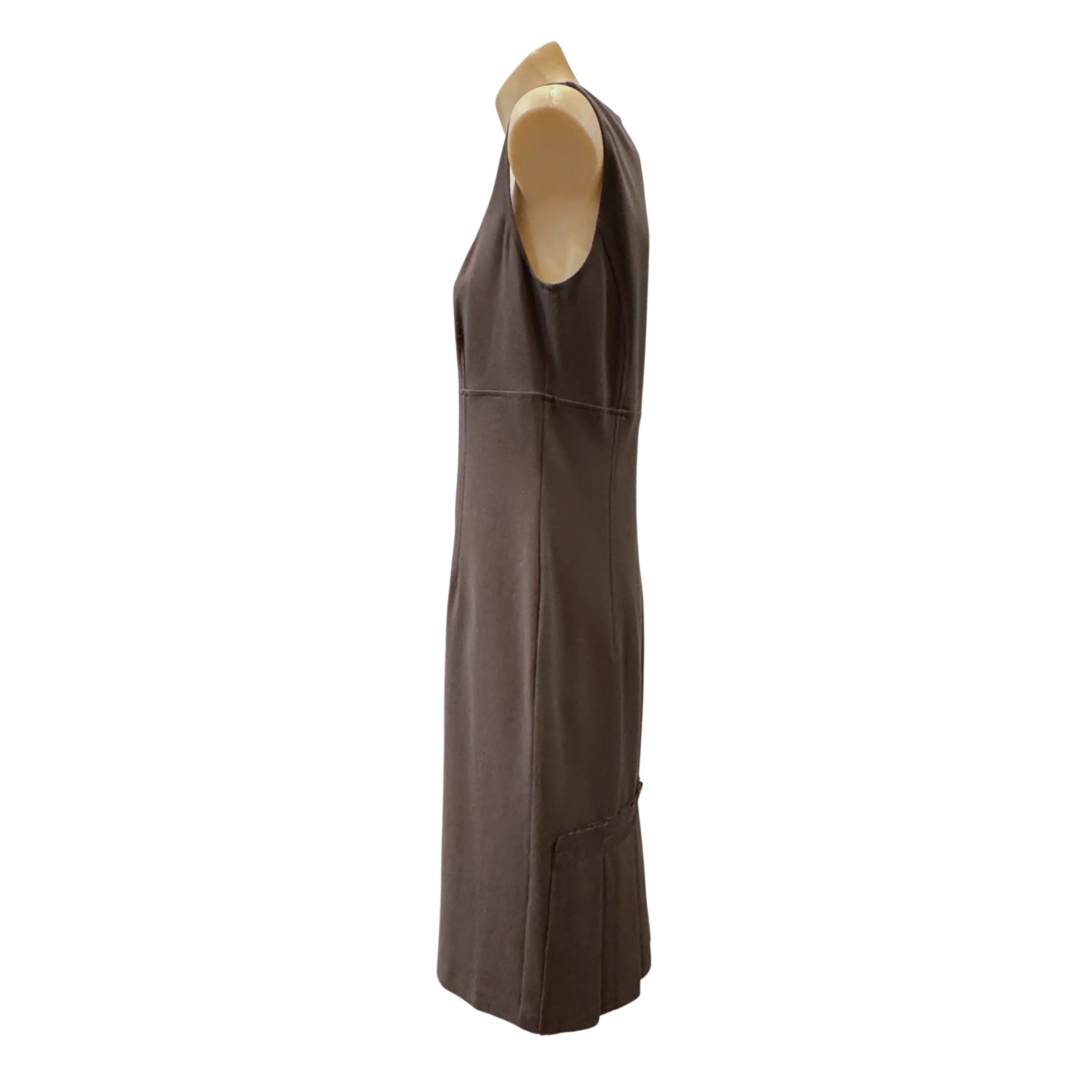 Roberto Cavalli Brown Sleeveless Square Neck Midi Dress Size 44