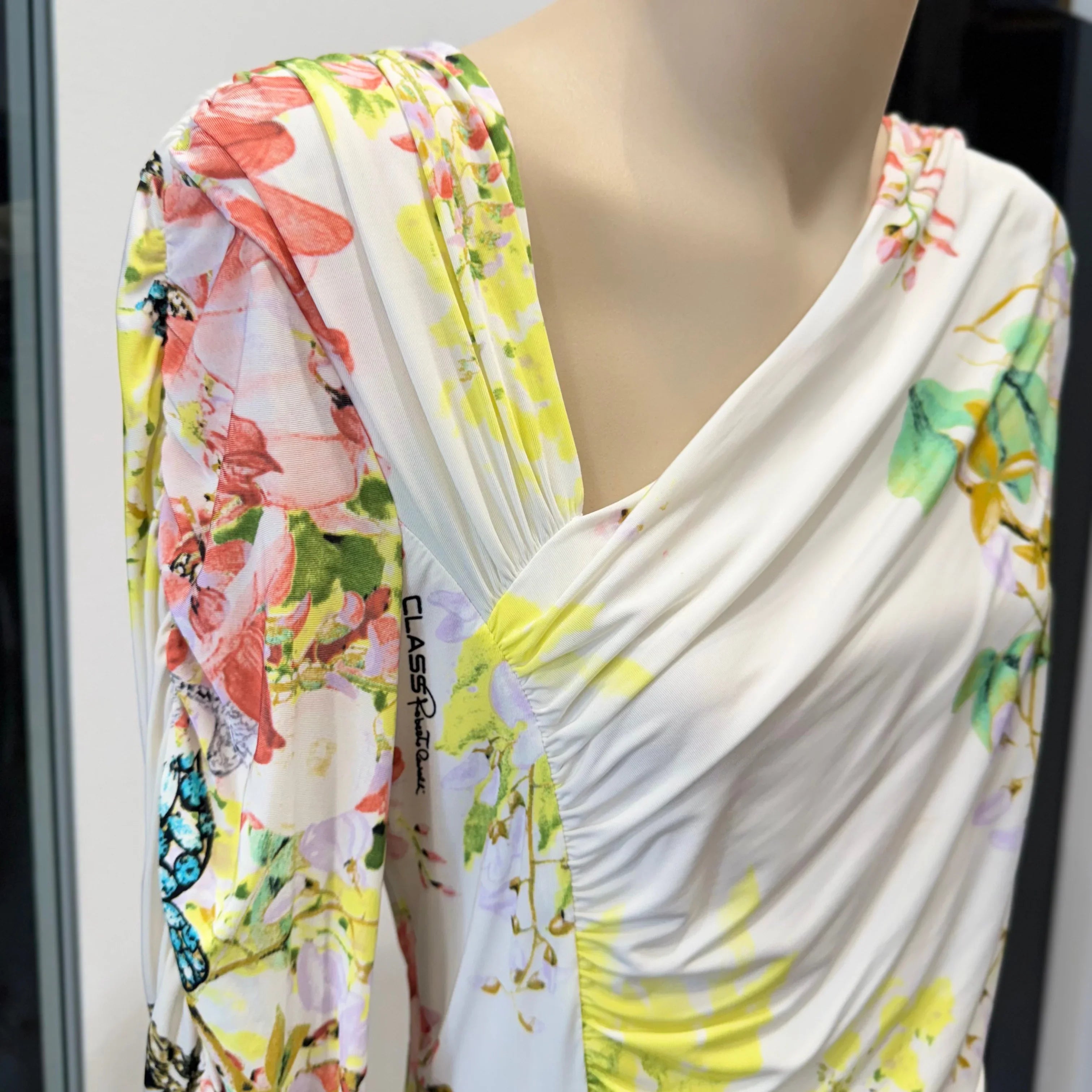 Roberto Cavalli Class Floral Dress 38 White Multicolour - Lost Designer