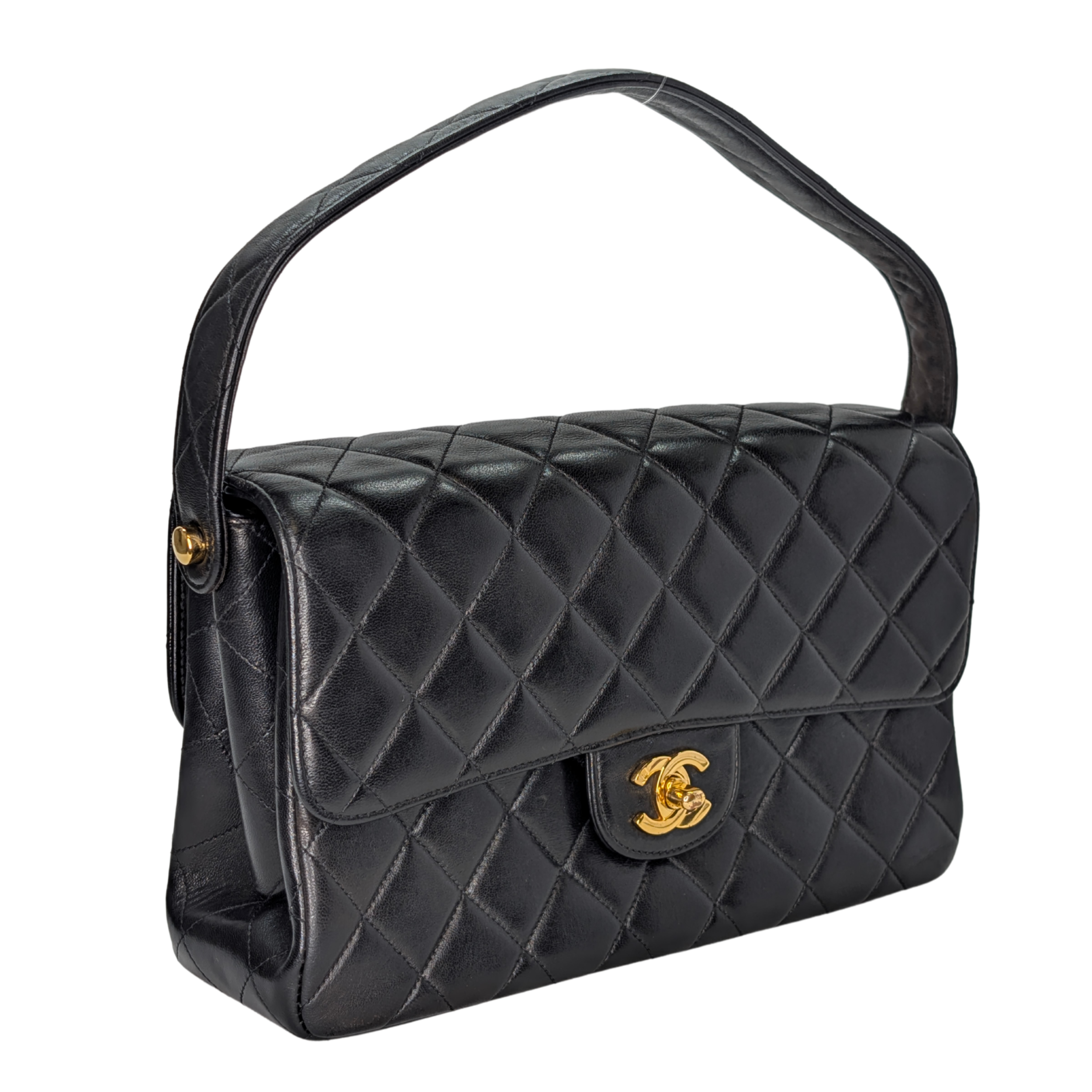 Chanel Lambskin Vintage Double Sided Classic Flap Handbag Black