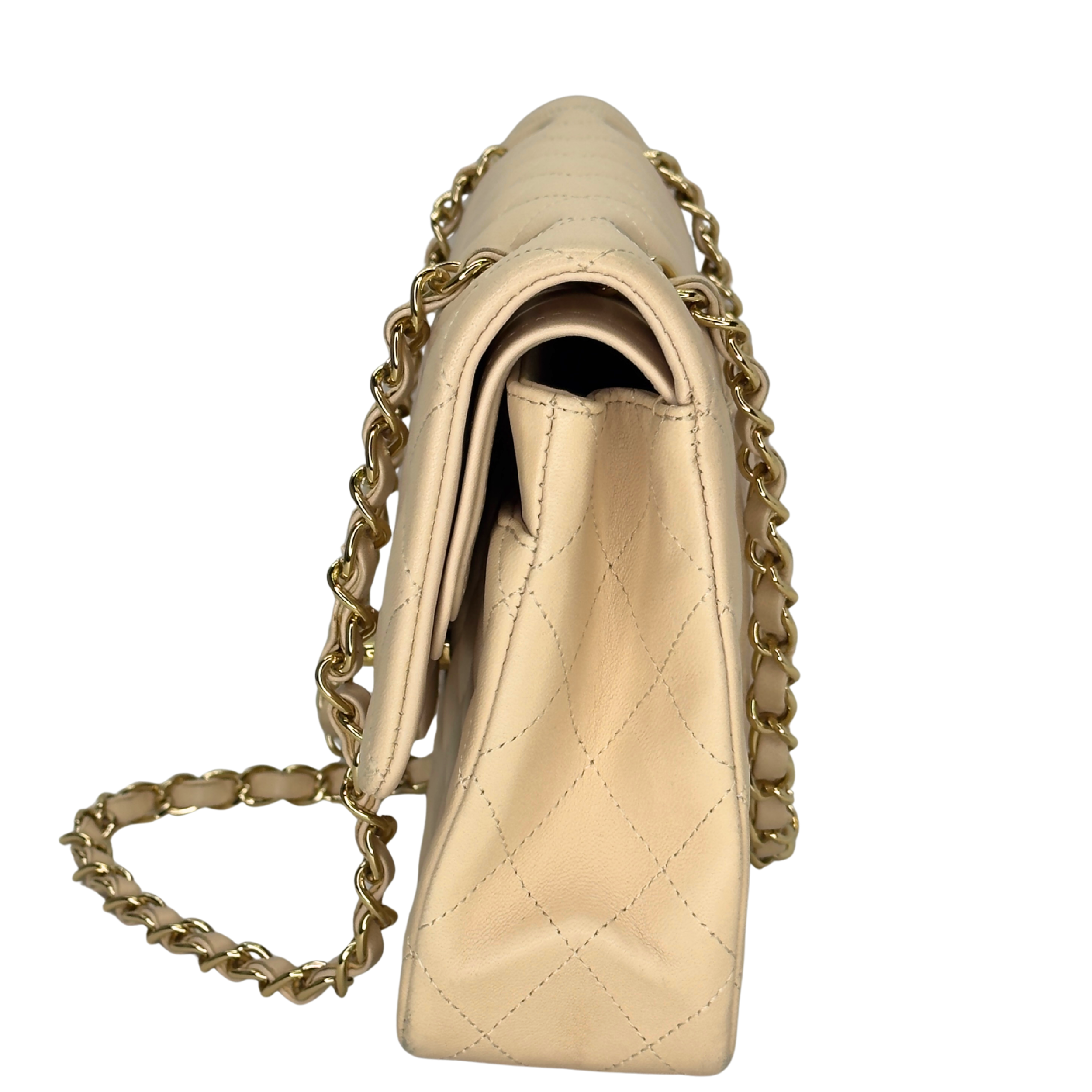 Chanel classic Double Flap Medium Lambskin Beige