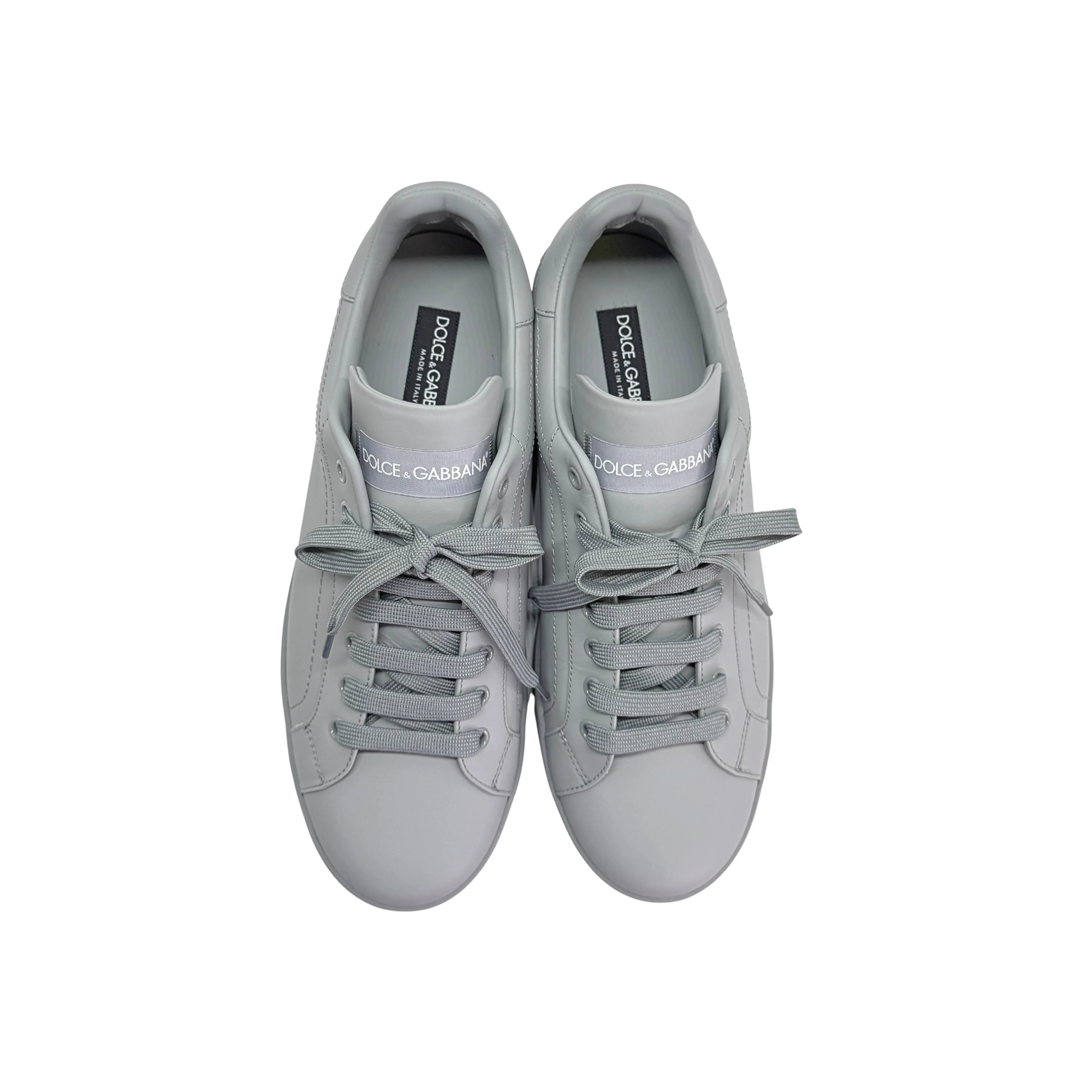 Dolce & Gabbana Men's Portofino Sneakers Leather Grey - Lost Designer