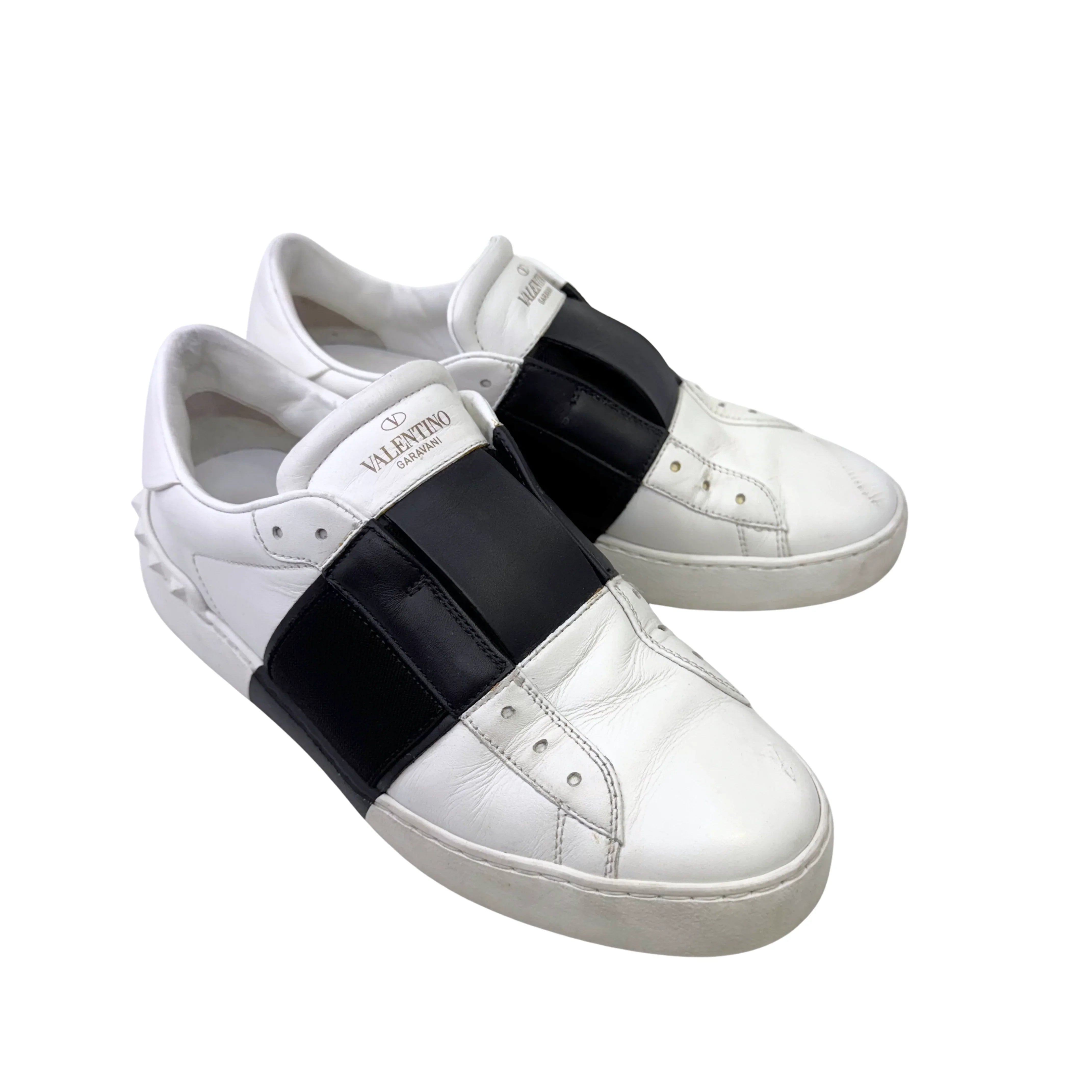 Valentino Open Slip On Sneaker White & Black Women's Size 38