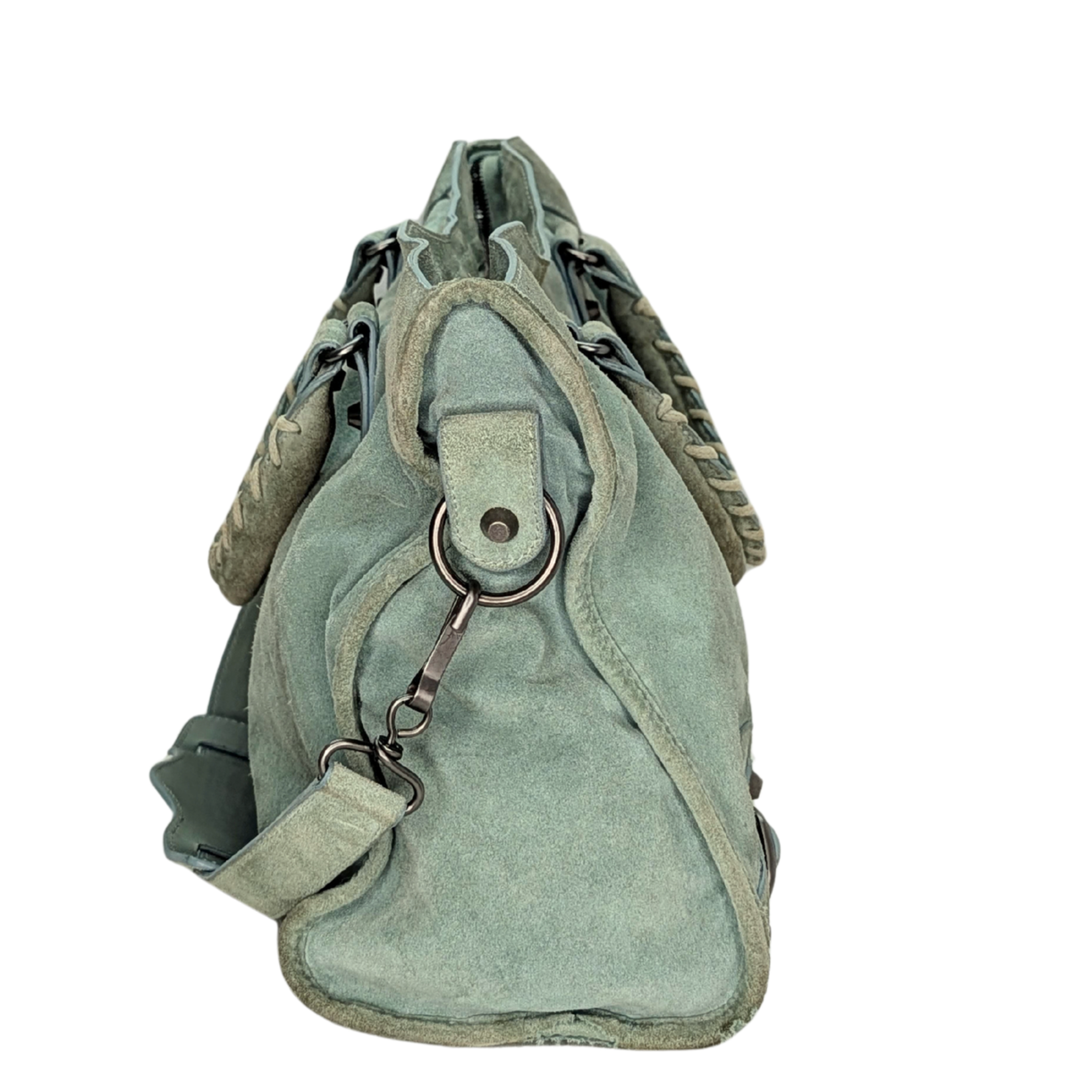 Balenciaga Motorcycle City Bag Suede Leather Pastel Green