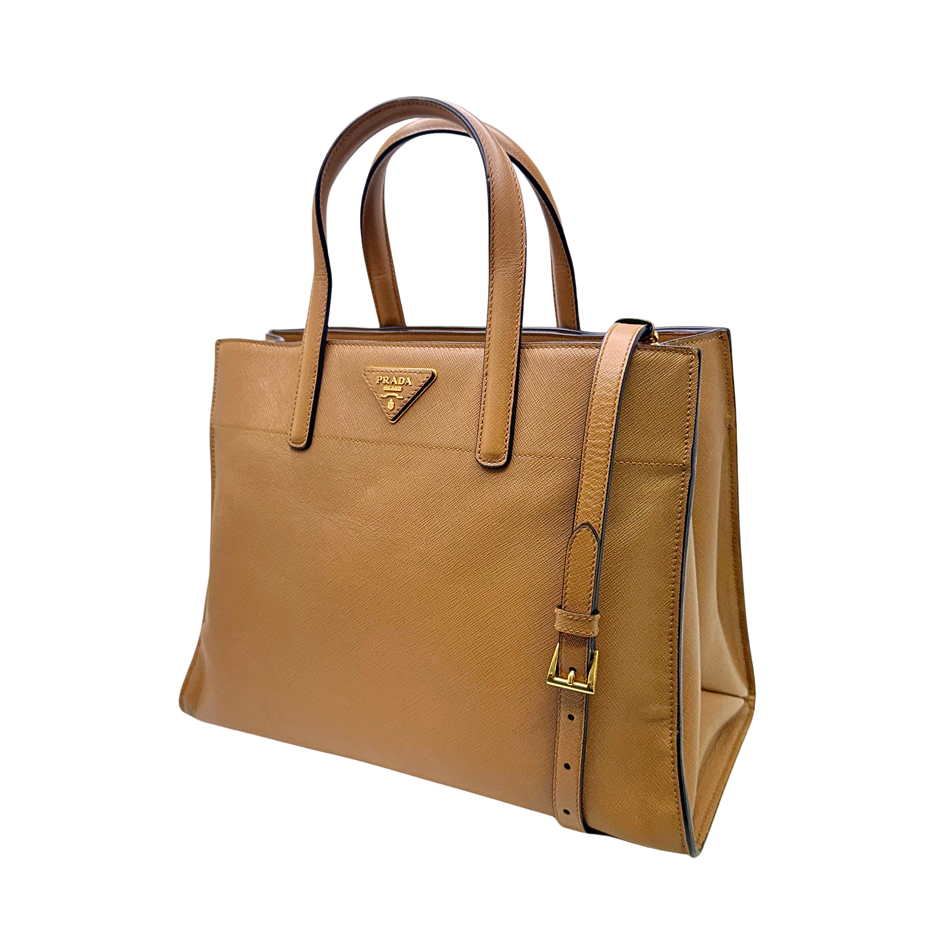 Prada Saffiano Handbag Leather Brown