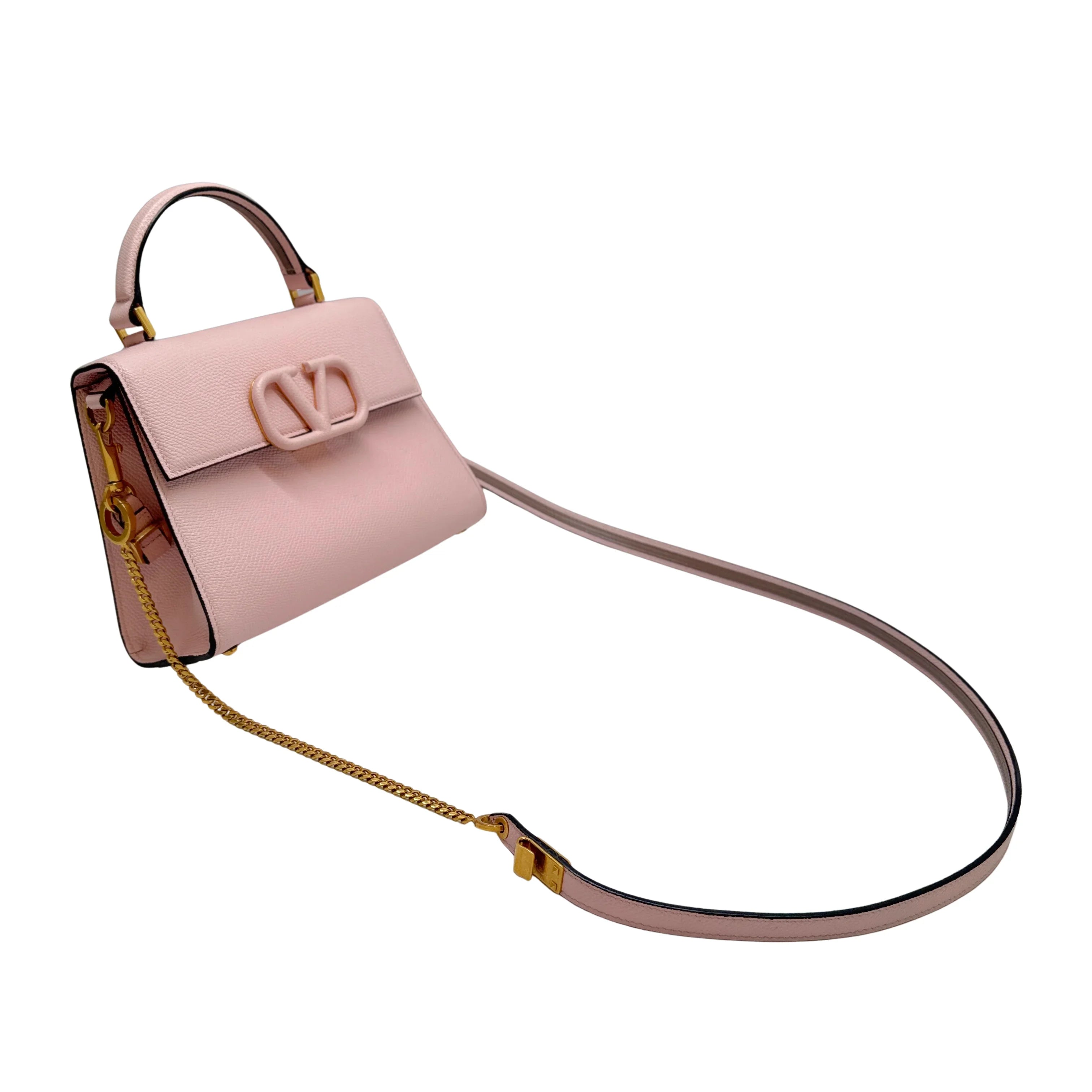 Valentino Garavani Small VSling Shoulder Bag Leather Pink - Lost Designer