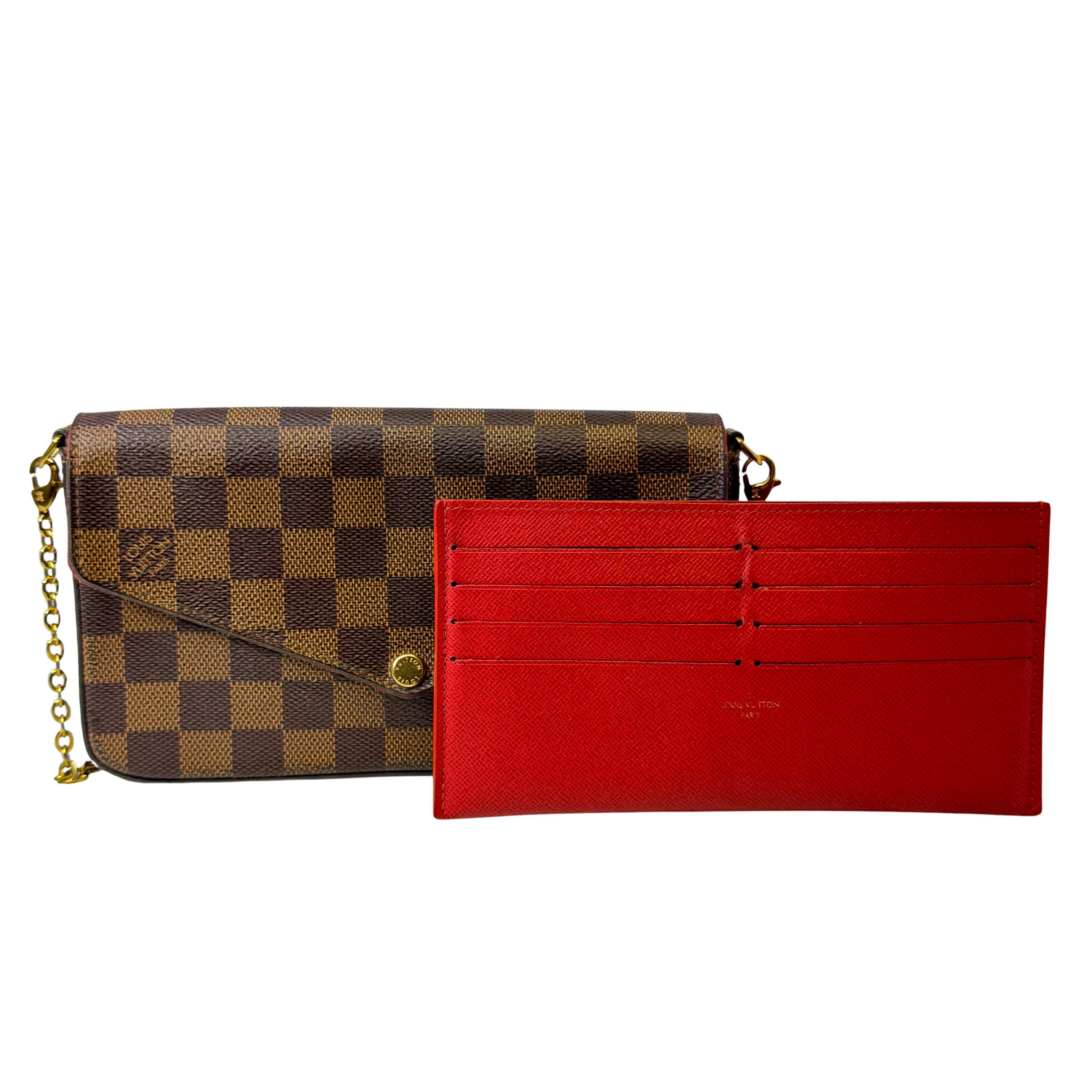 Louis Vuitton Damier Ebene Felicie Pochette Chain Wallet Bag