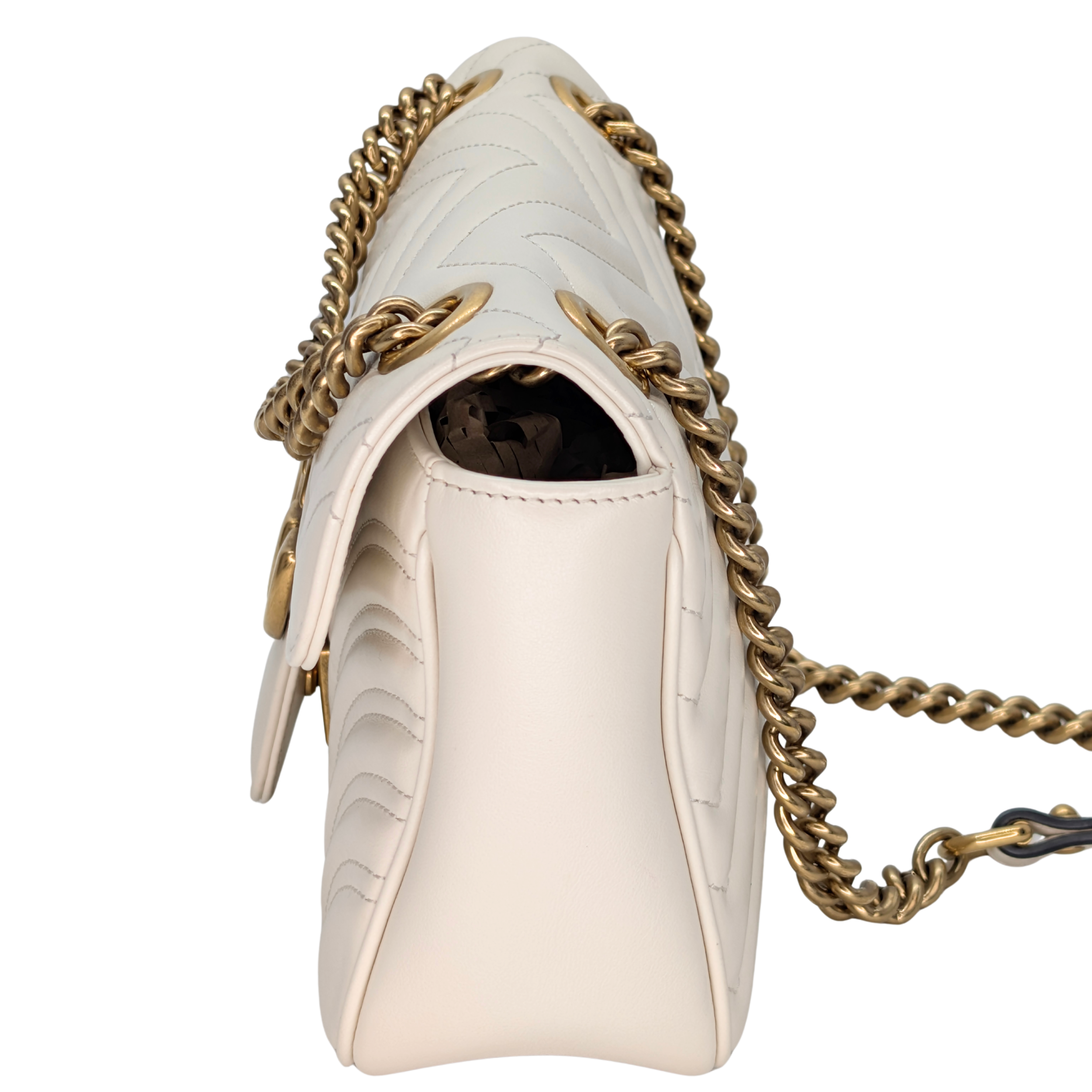 Gucci GG Marmont Matelasse Medium Shoulder Bag White