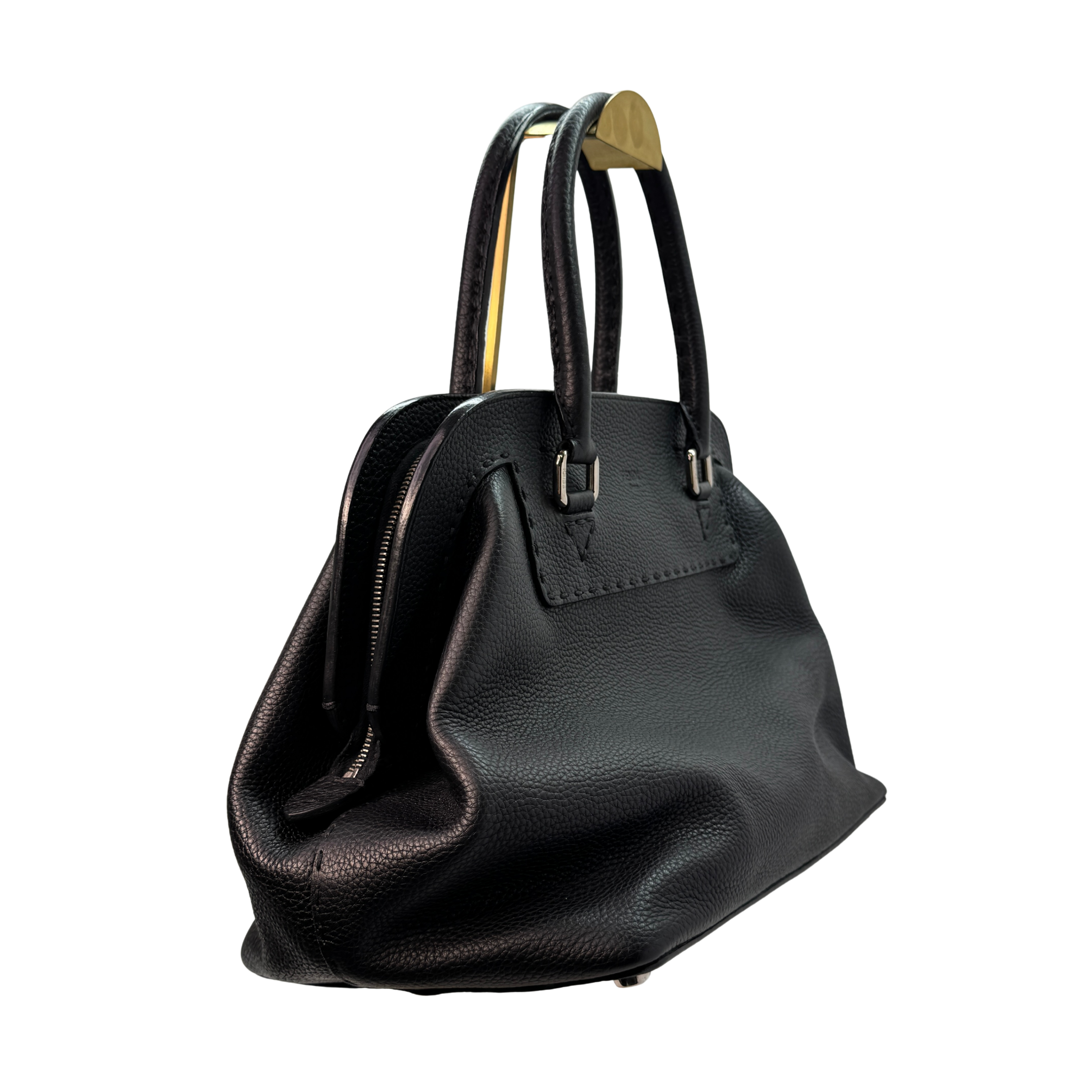 Fendi Cuoio Romano Selleria Adele 1328 Bag Black