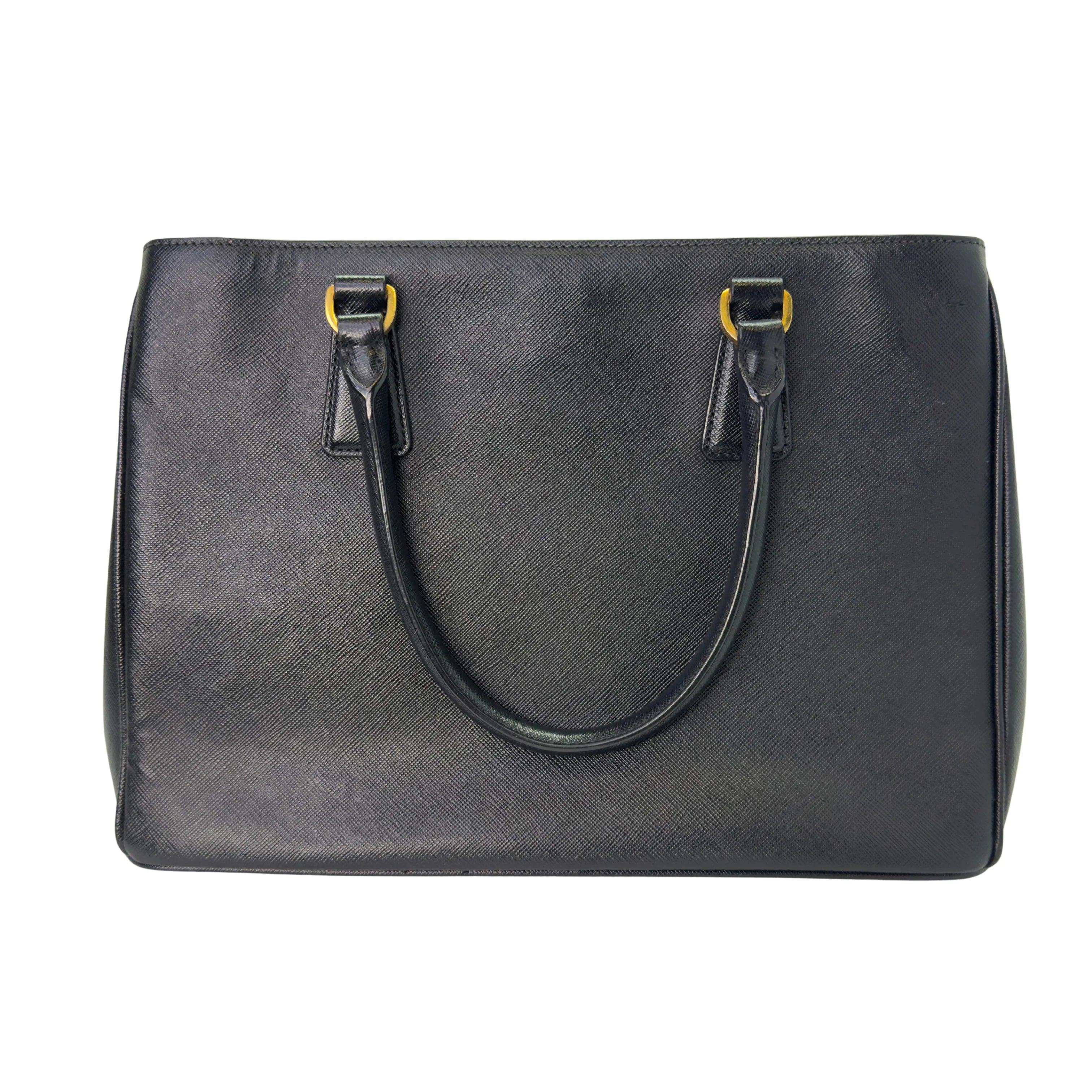 Prada Safiano Lux Medium Tote Bag Black - Lost Designer