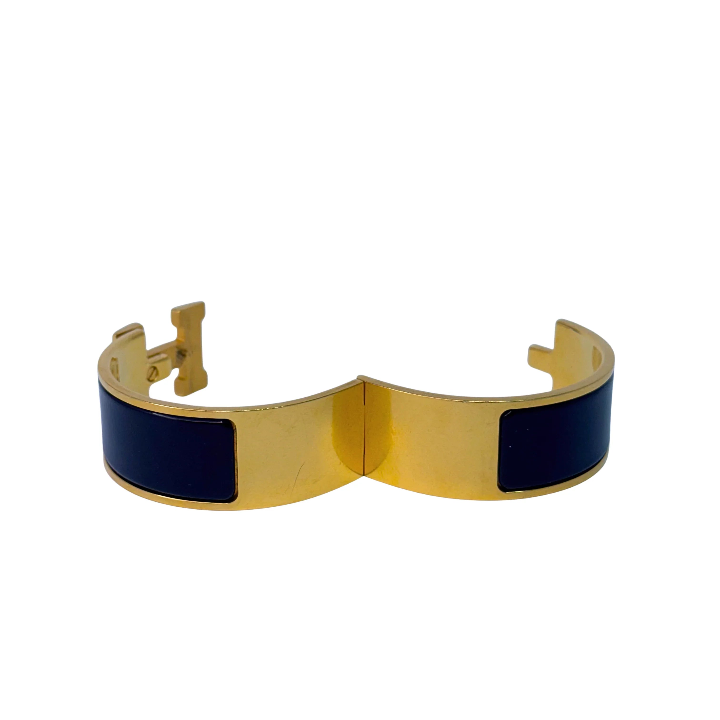Hermes Clic Clac H Ultramarine Enamel Gold Hardware Bracelet - Lost Designer