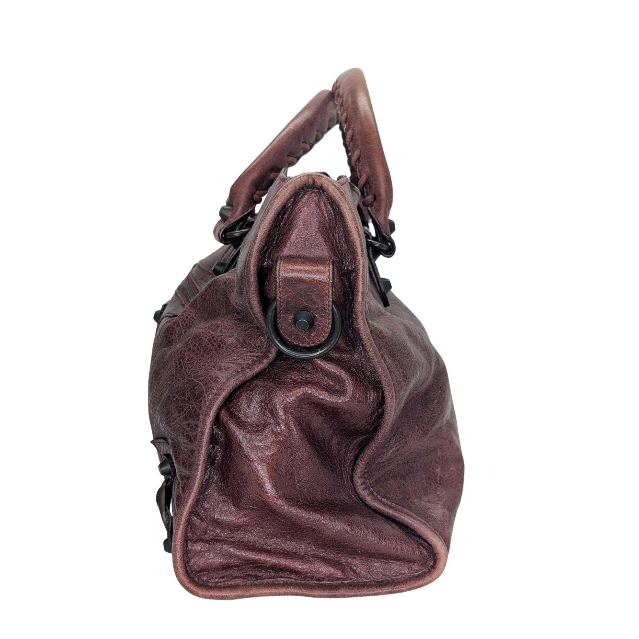 Balenciaga Motorcycle City Shoulder Bag Dark Burgundy