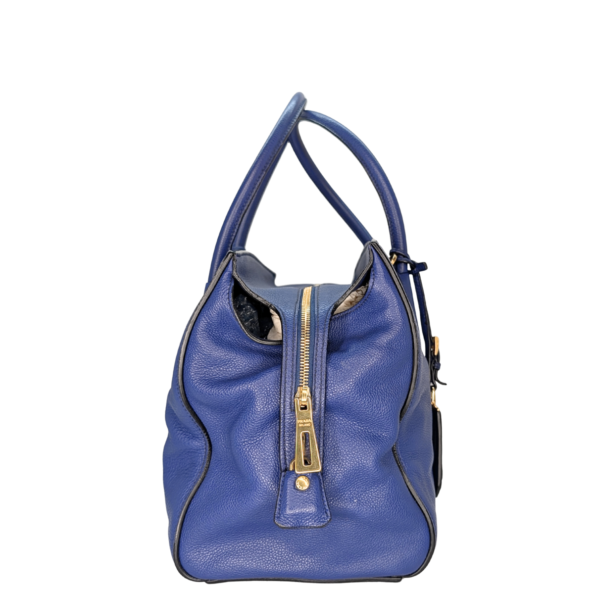 Prada Vitello Daino Leather Tote Bag Blue