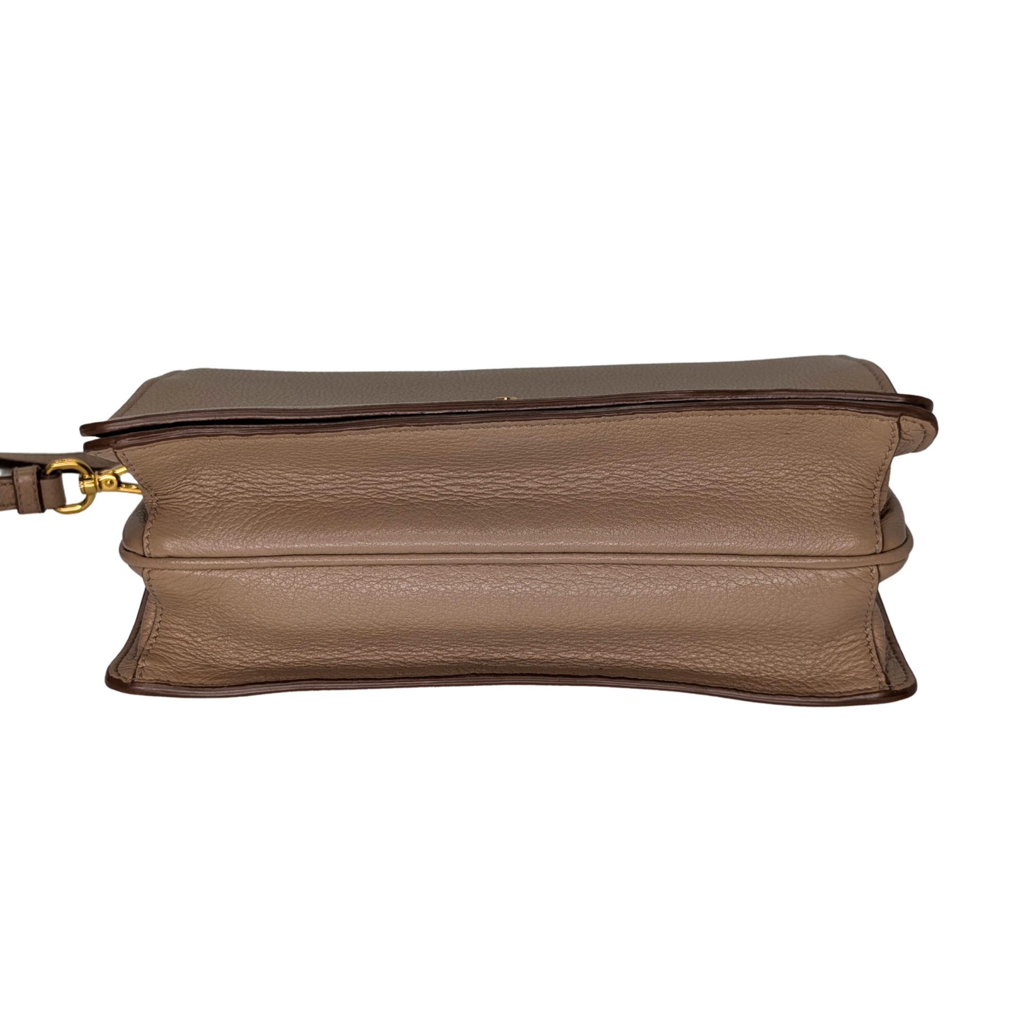 Prada Vitello Daino Leather Crossbody Bag Beige