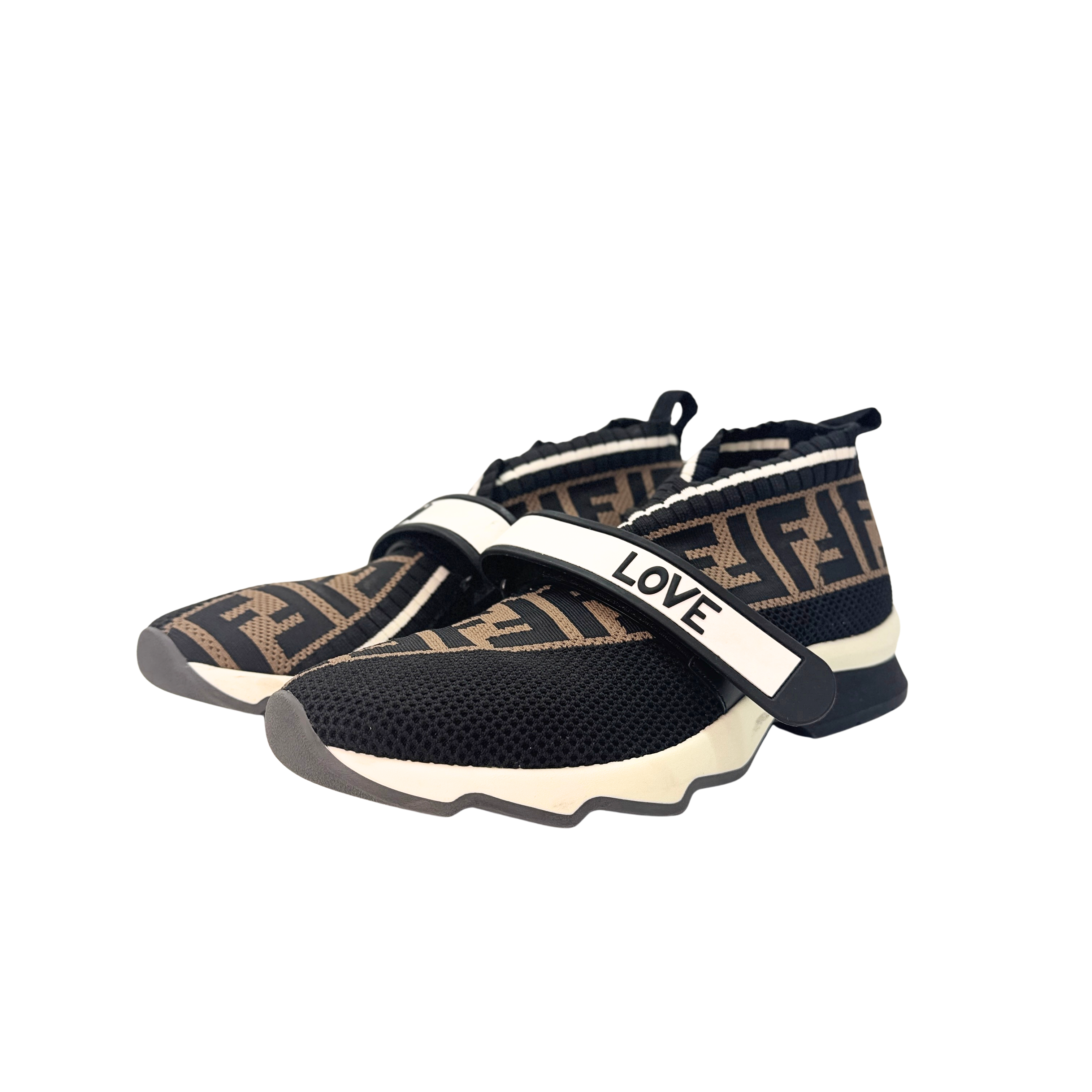 Fendi Stretch Yarn FF Stiff Band Rockoko Sneakers 38