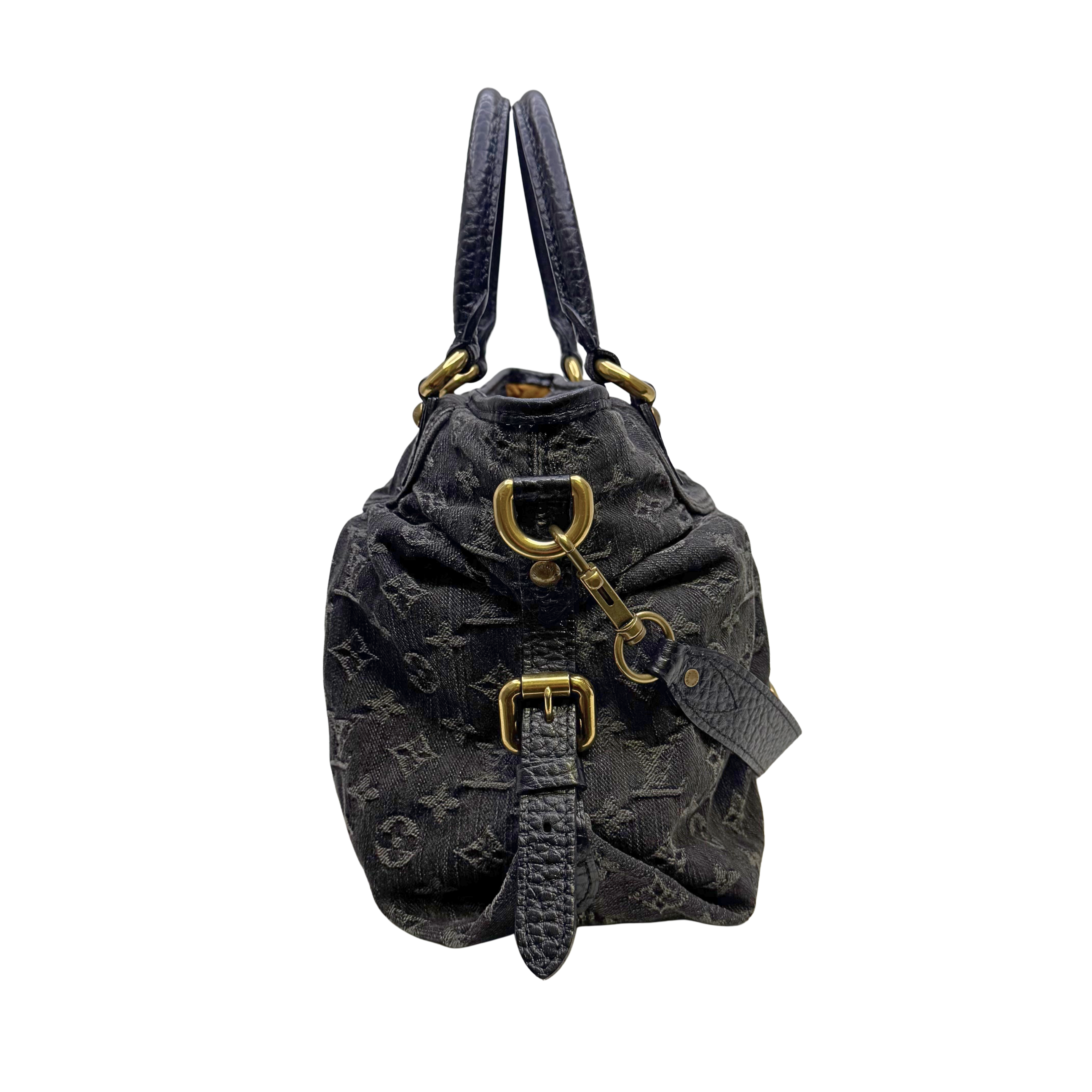 Louis Vuitton Neo Cabby MM Handbag Denim Black
