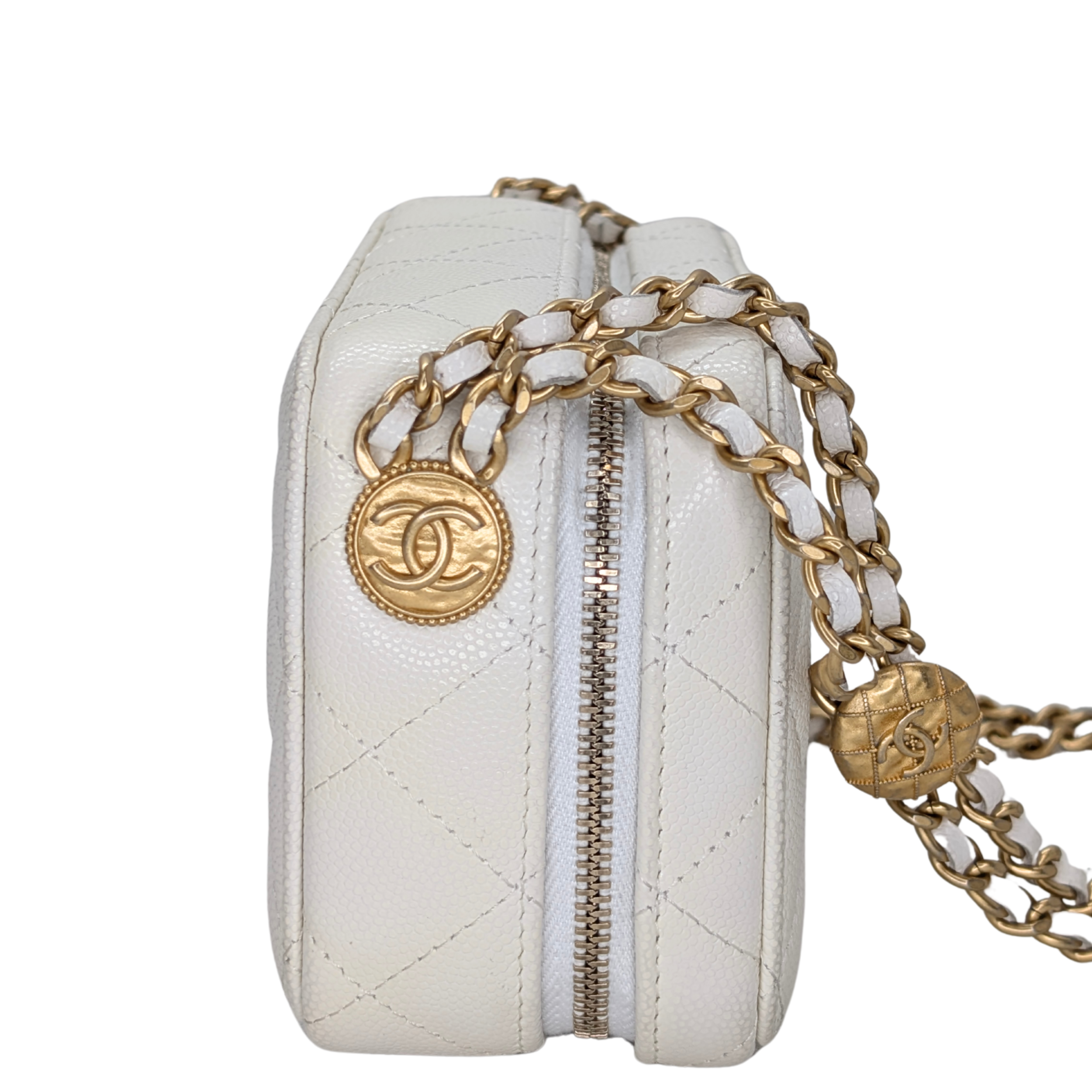 Chanel Mini Vanity with Chain Camera Bag Caviar White