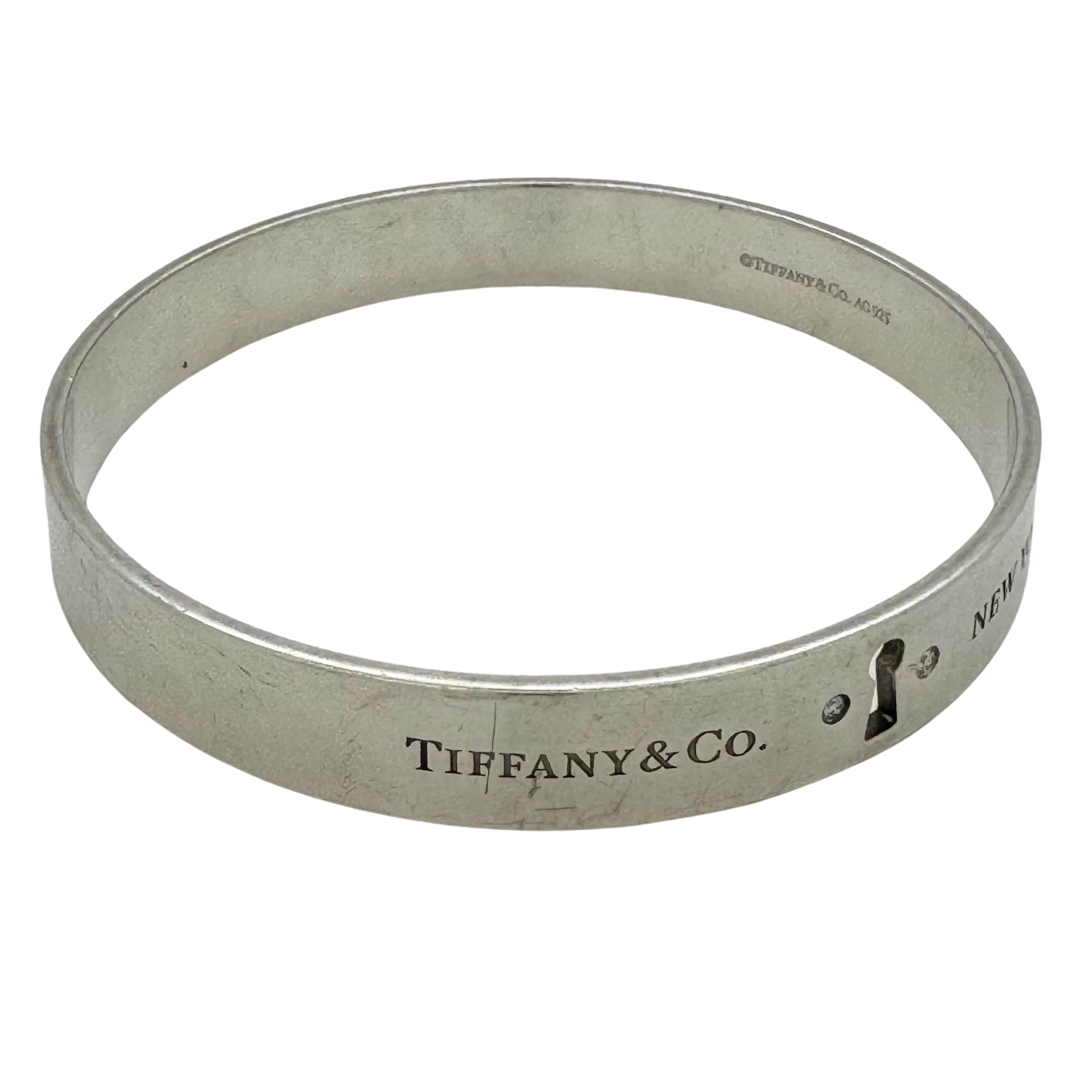 Tiffany & Co Diamond Lock Narrow Bangle Silver .04 TDW - Lost Designer