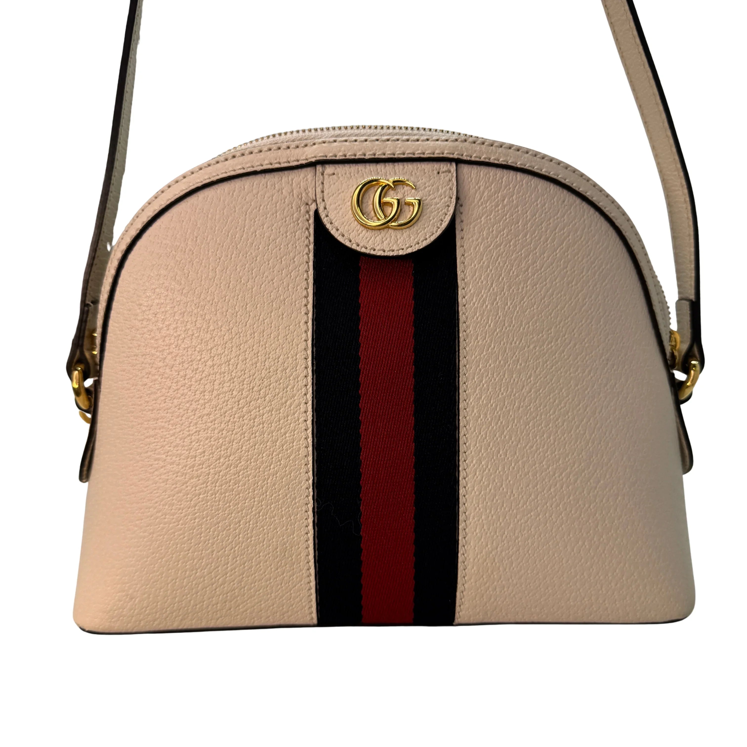 Gucci Textured Dollar Small Ophidia Dome Shoulder Bag Beige - Lost Designer