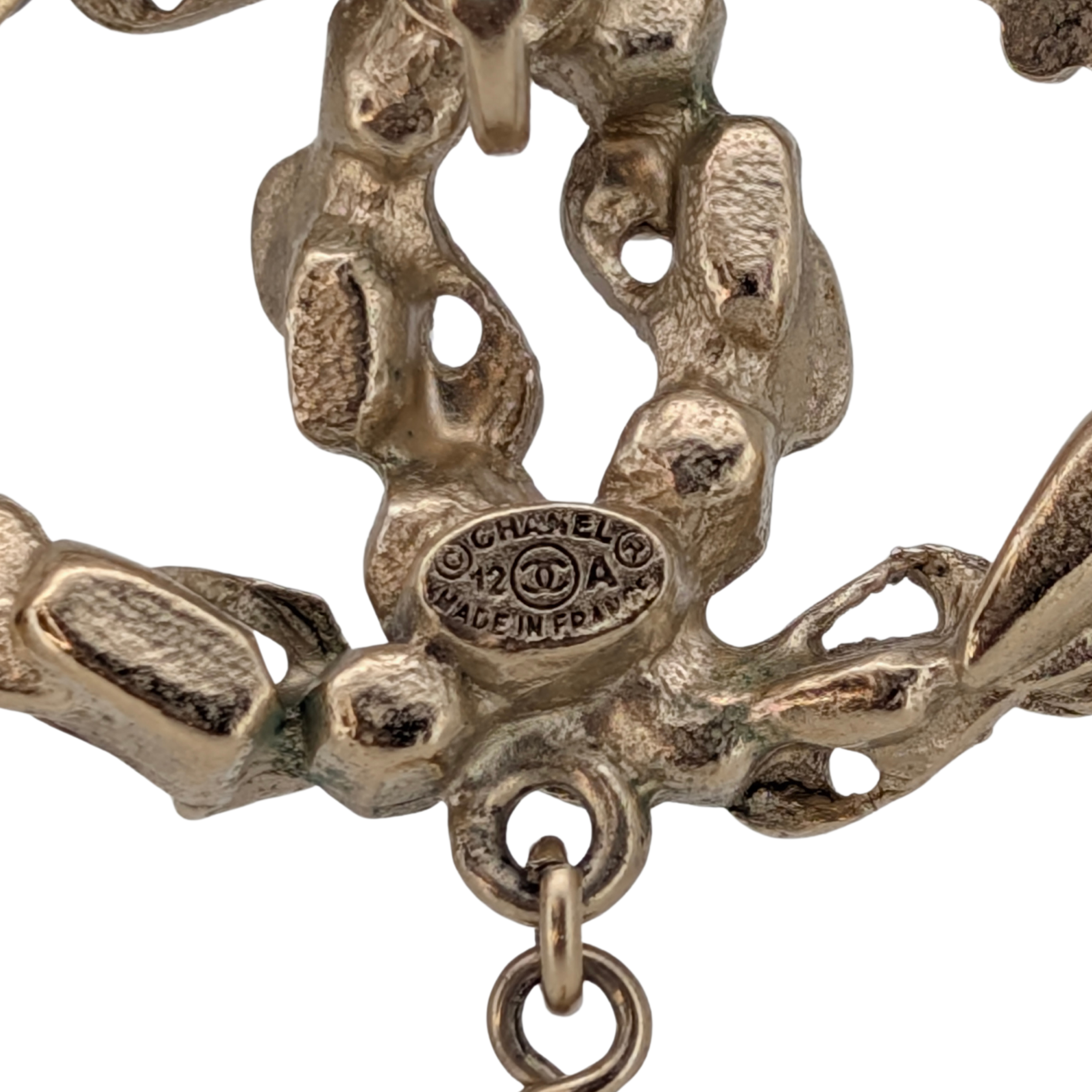 Chanel Large CC Drop Earrings with Faux Pearl Gold Tone