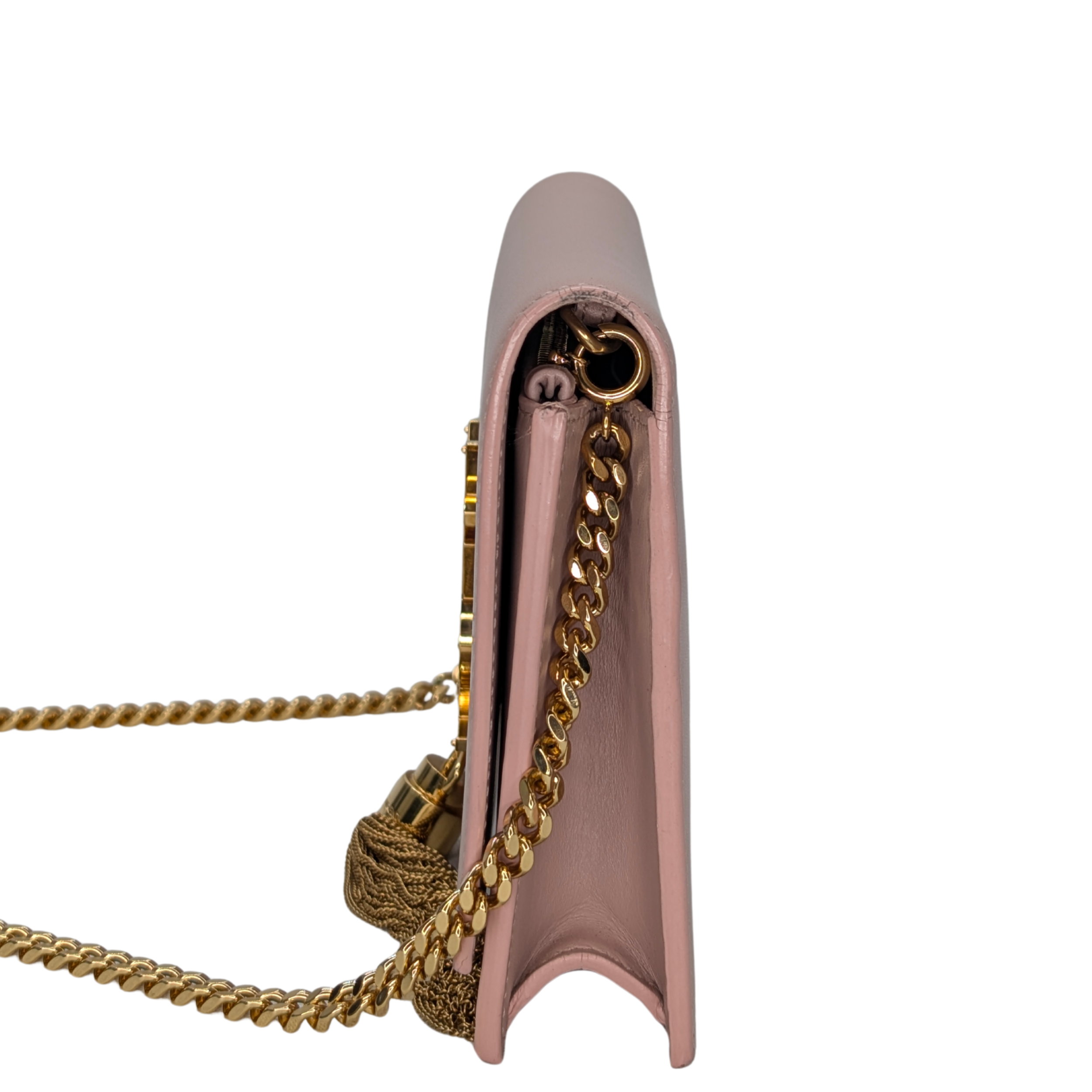 Saint Laurent Kate Tassel Wallet on Chain Pale Pink