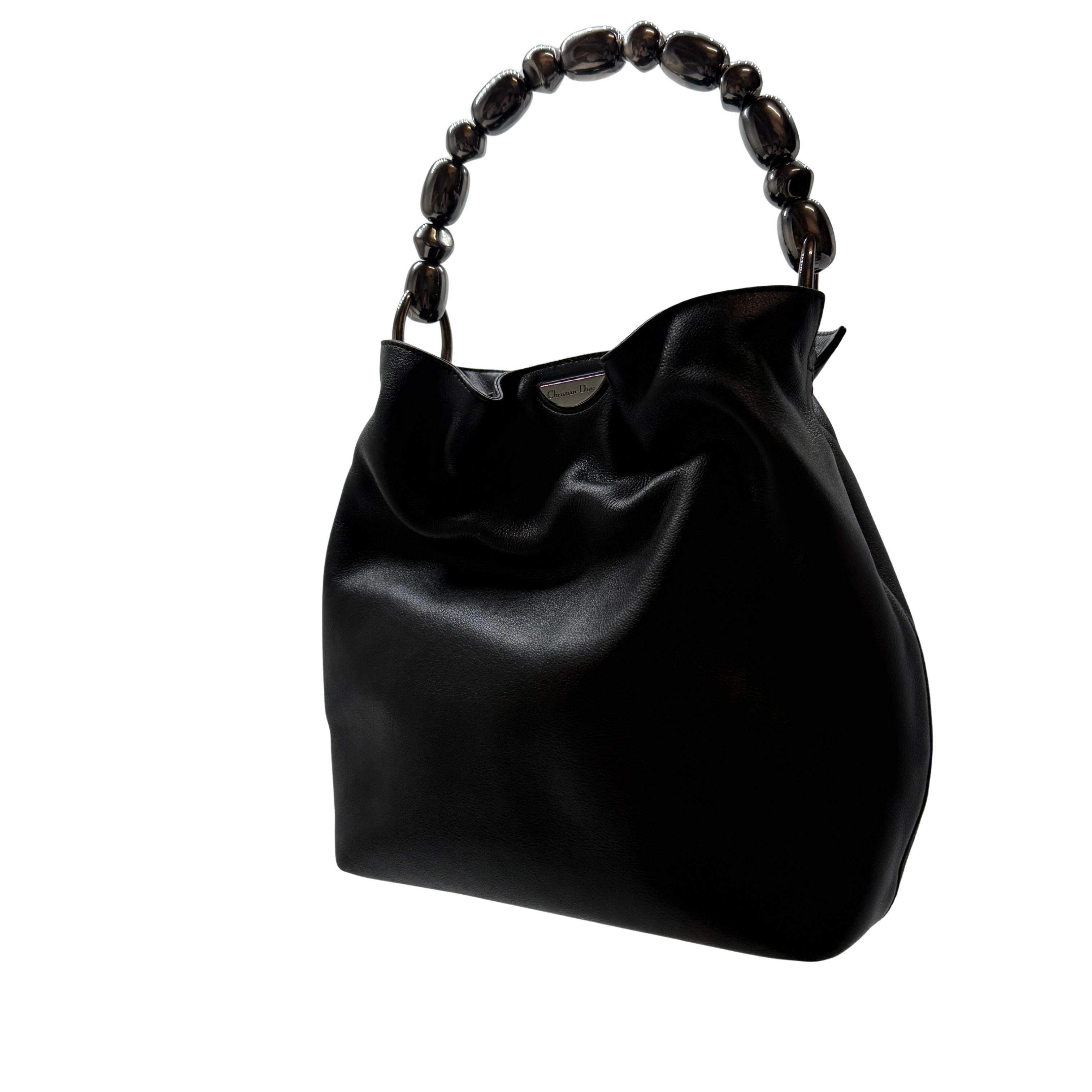 Christian Dior Malice Pearl Handbag Leather Black