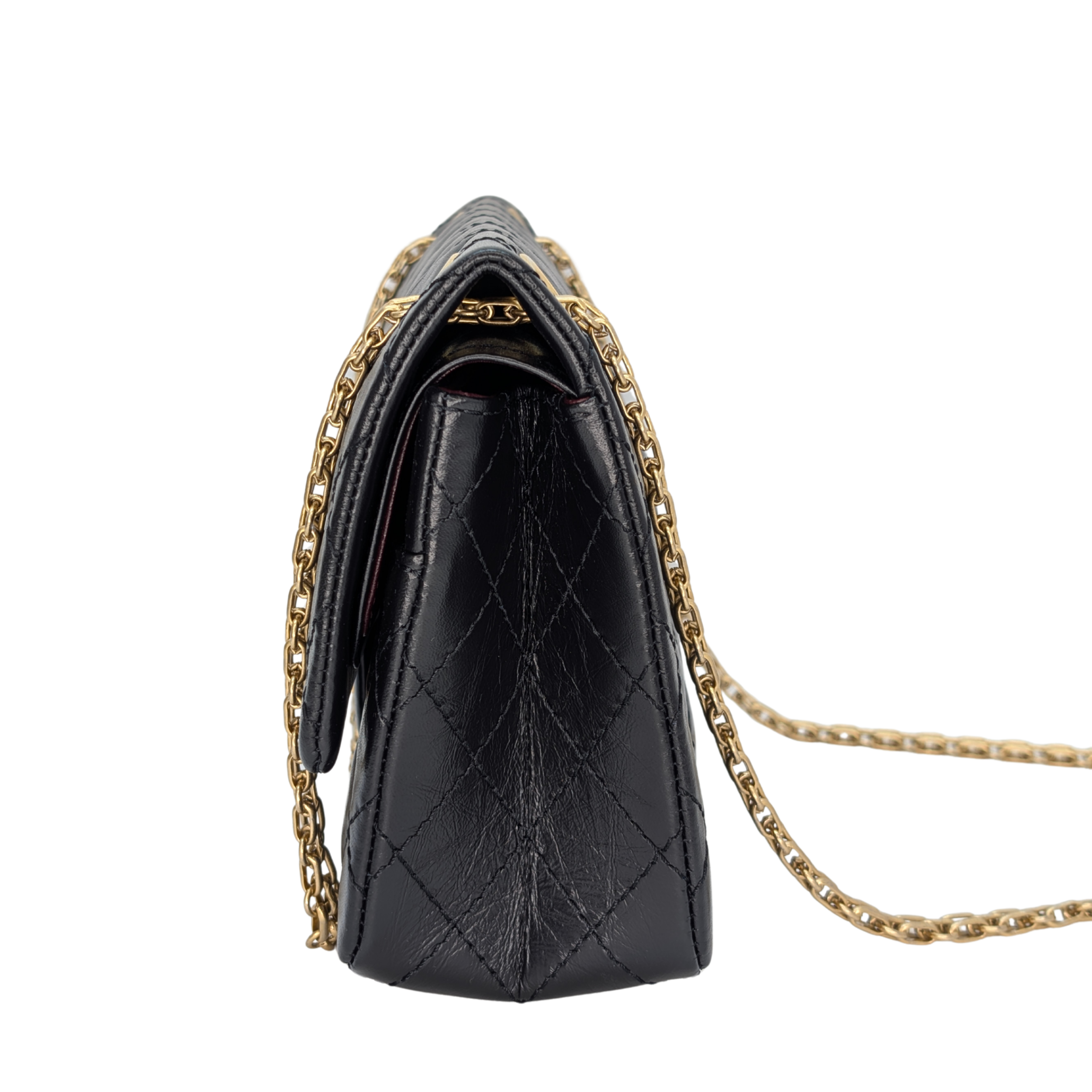 Chanel Black Distressed Calfskin 2.55 Reissue 225 Bag Black