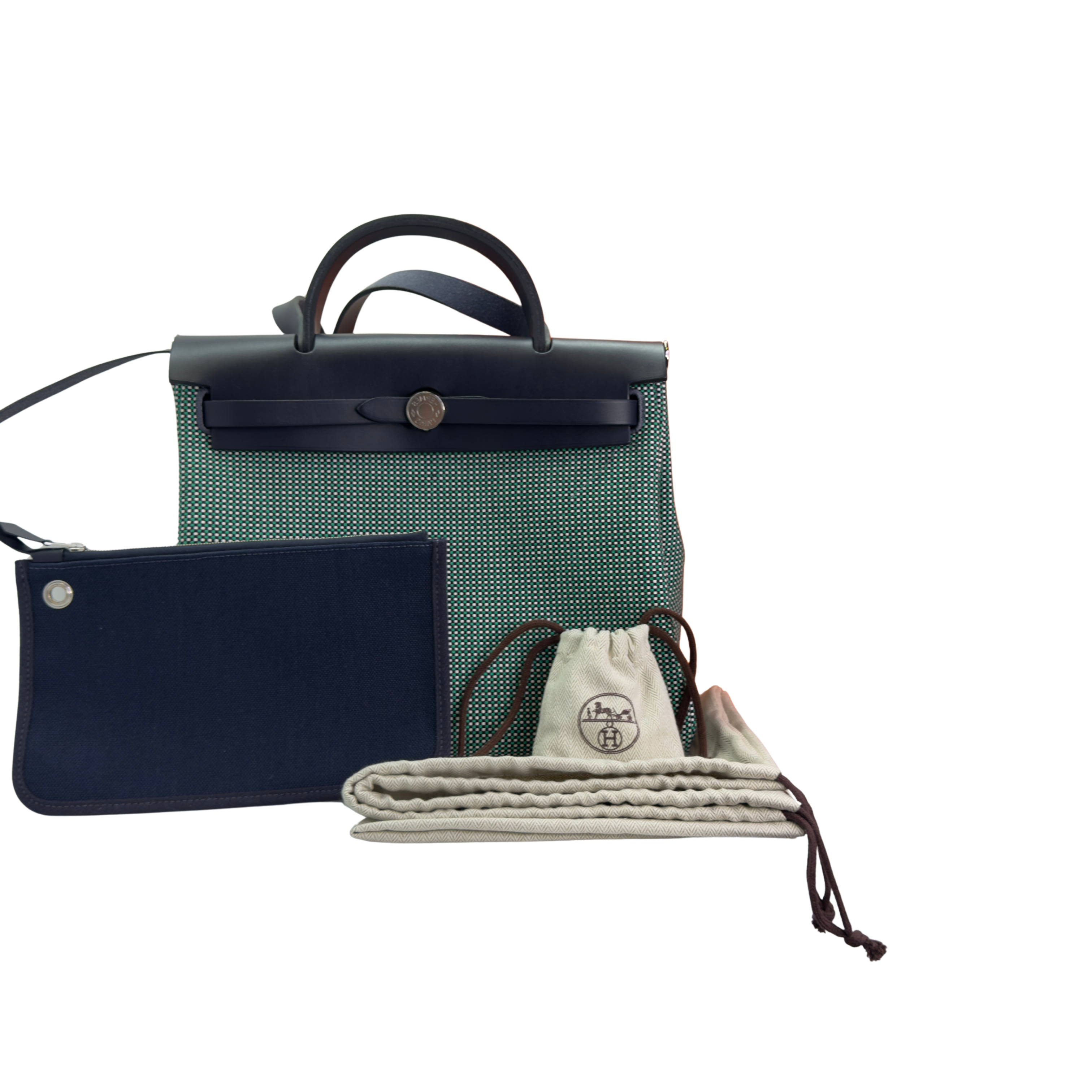 Hermés Herbag Zip 31 Criss Viking Quadrille Dark Green/Navy