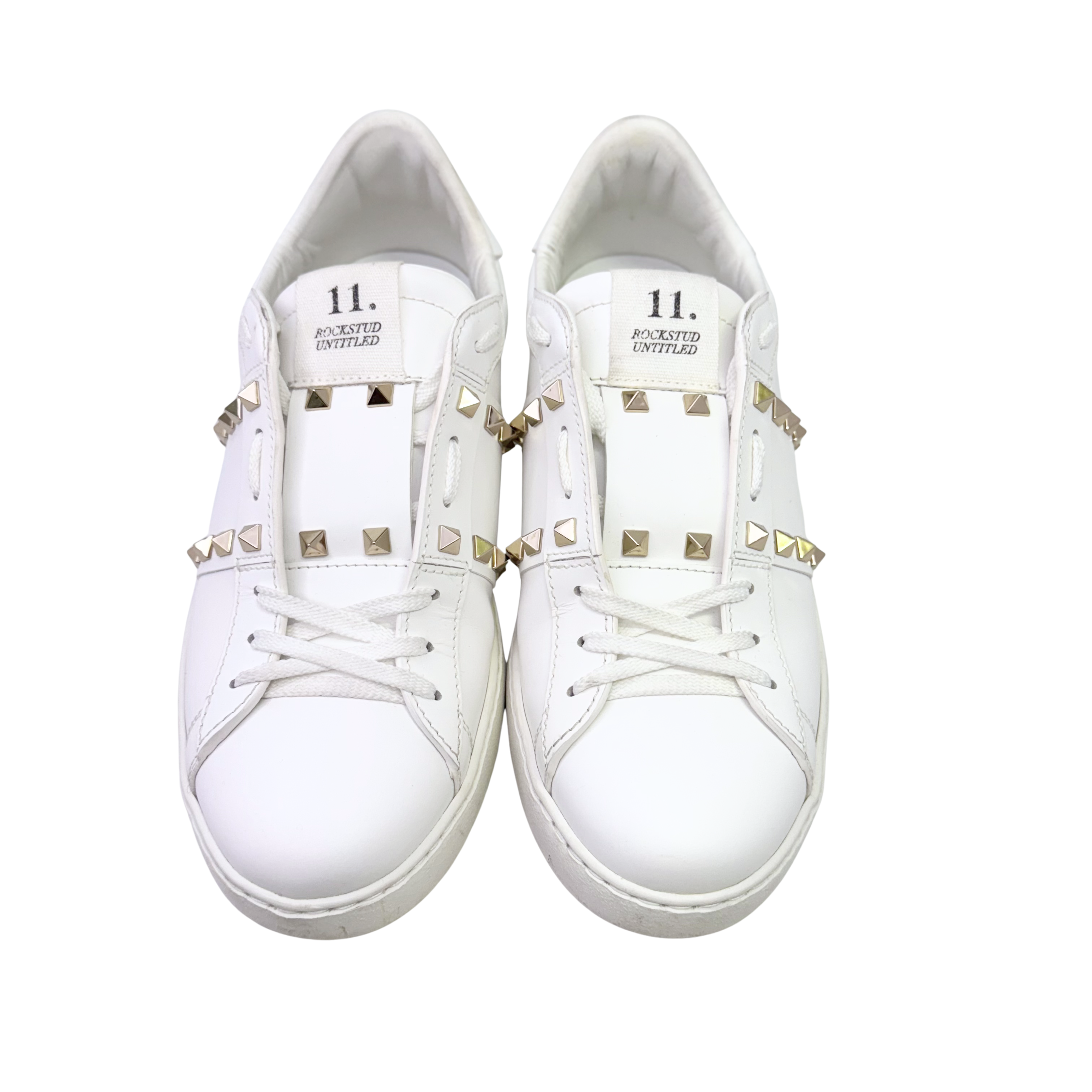 White Valentino RockStud Sneakers, 8 US