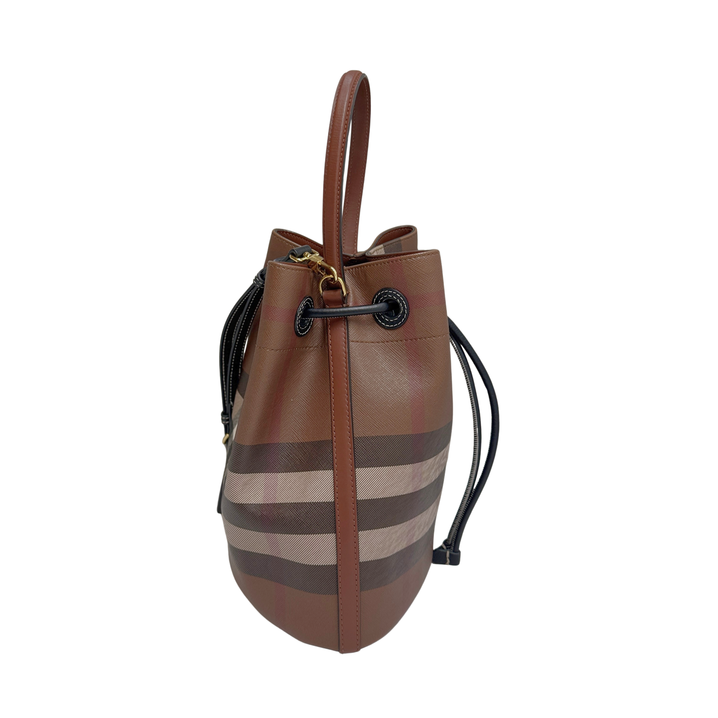 Burberry TB Small Check Bucket Bag Brown