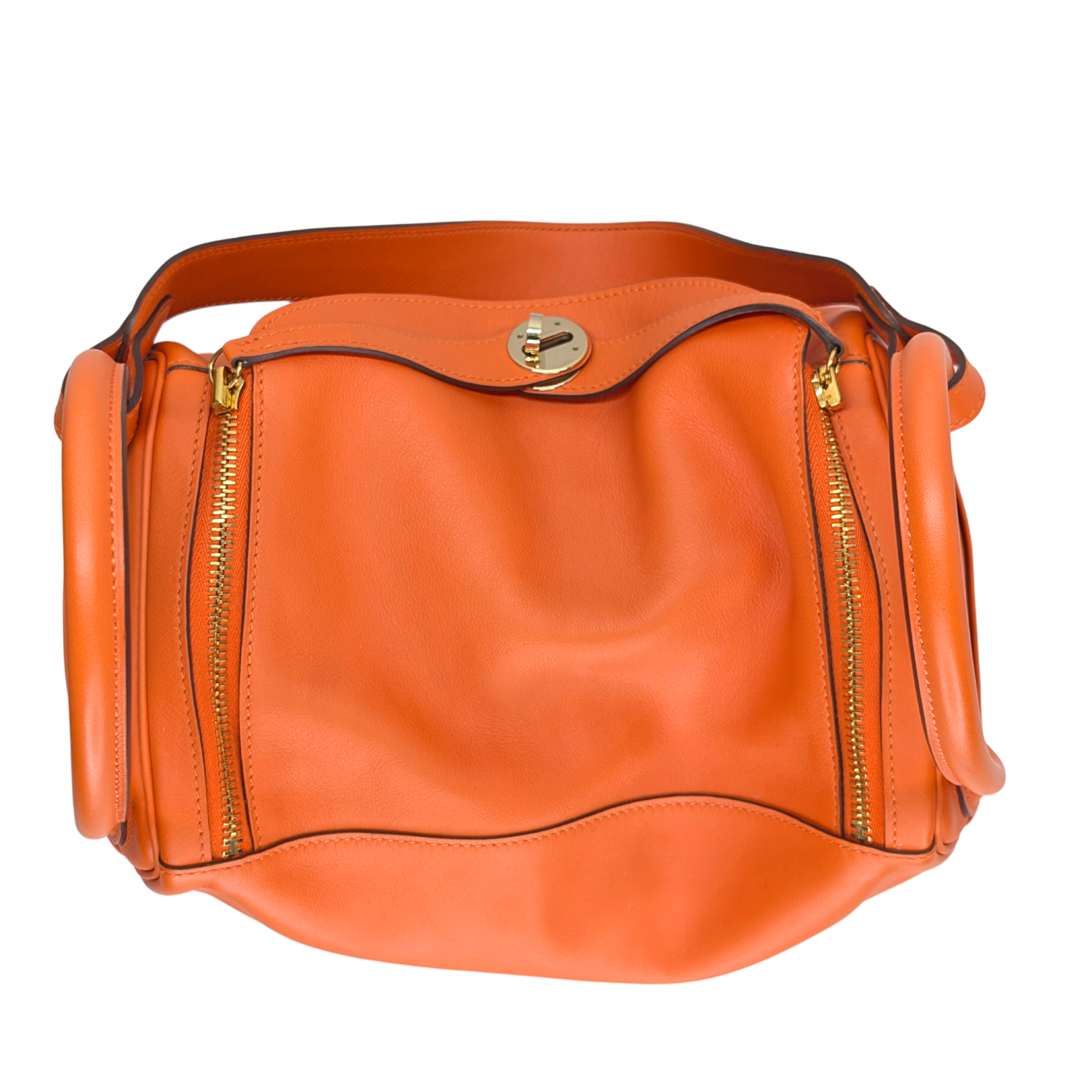 Hermes Lindy 30 Swift Leather Orange LGHW X Stamp