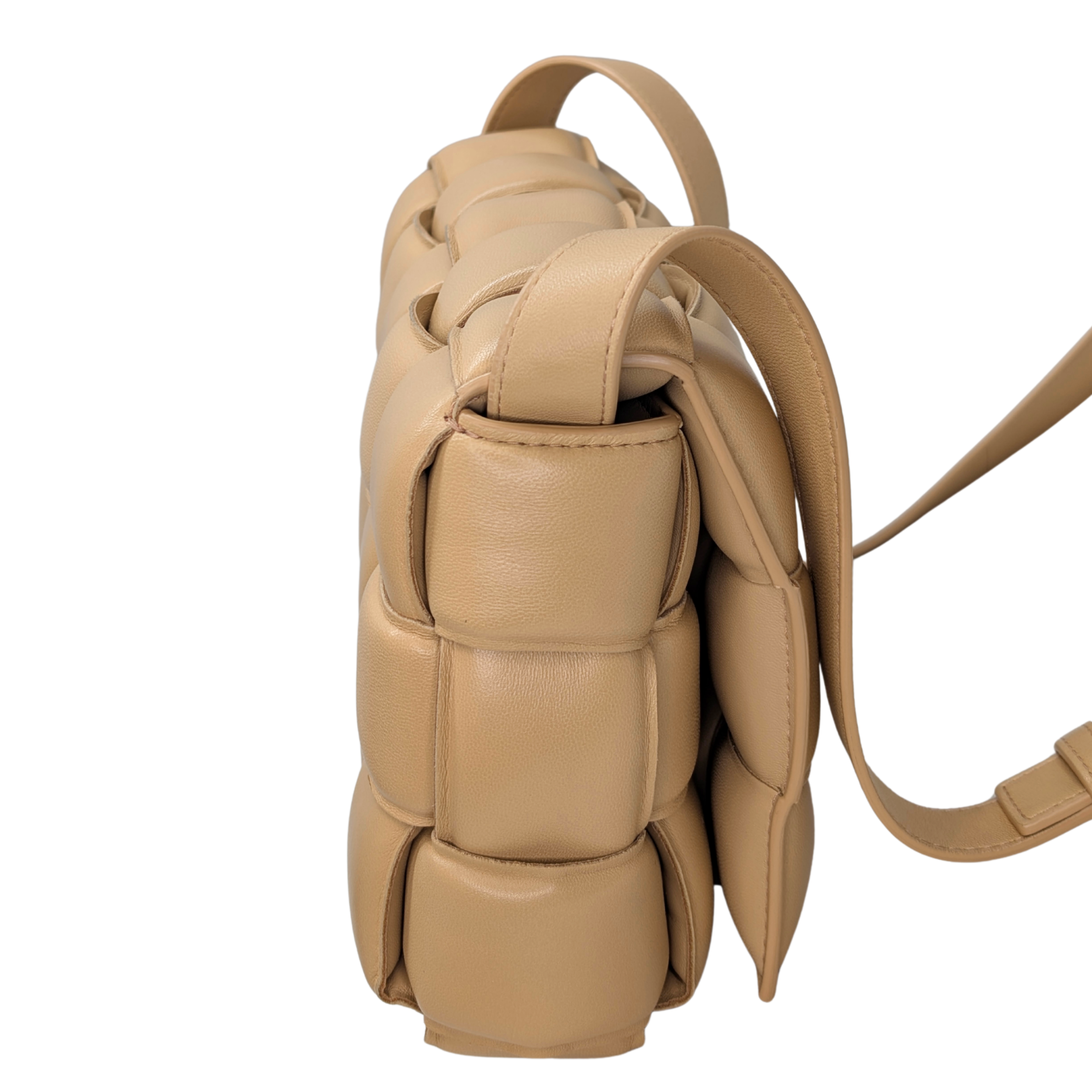Bottega Veneta Padded Cassette Leather Crossbody Bag Beige