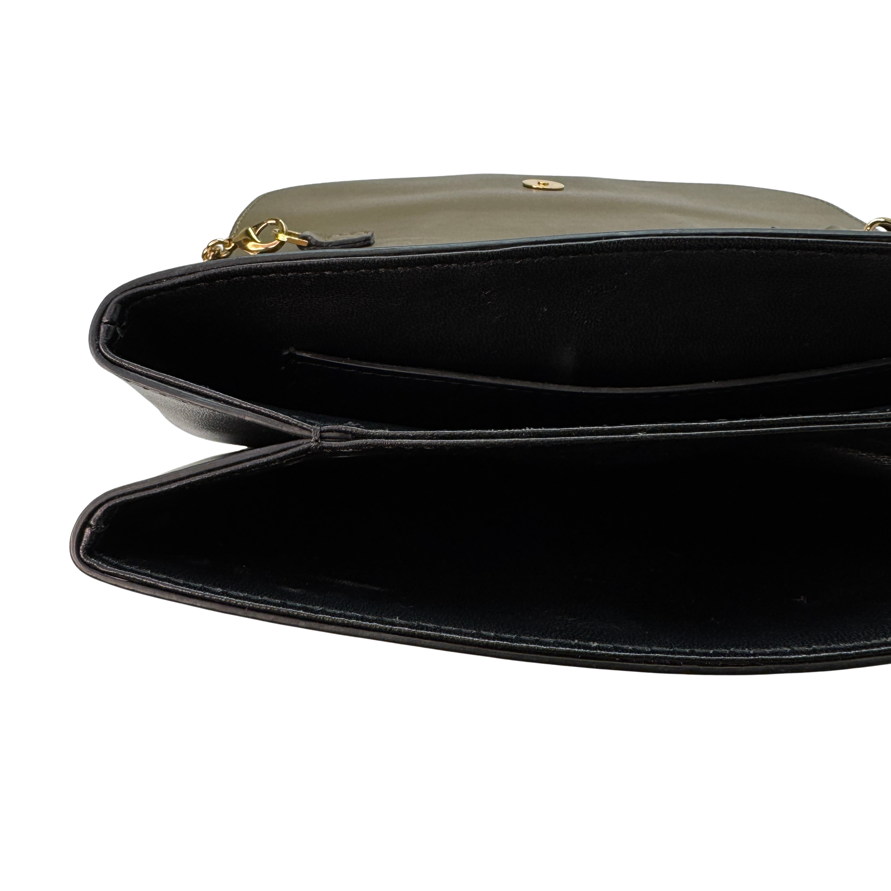 Versace Vitello Virtus Chain Clutch Brown/Black