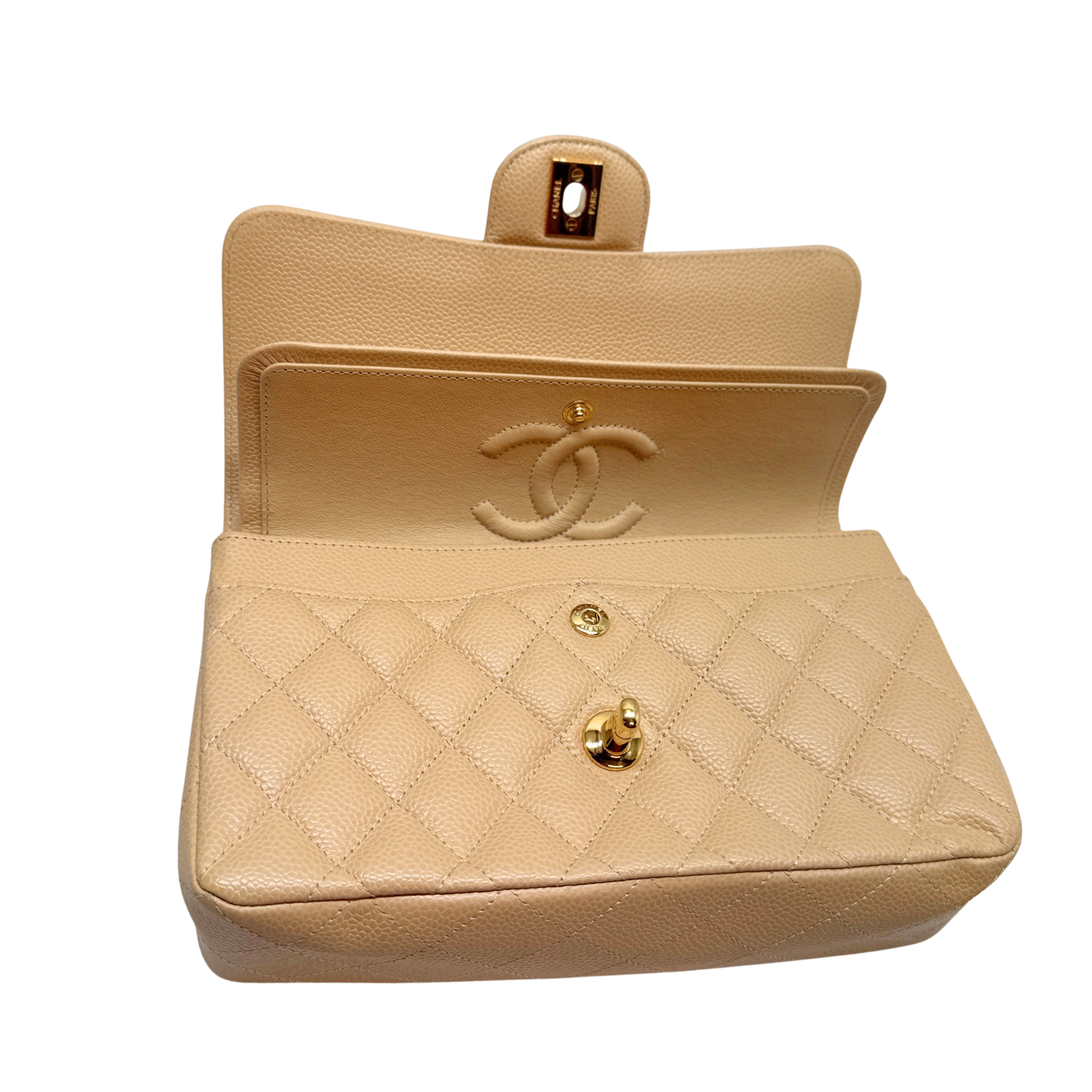 Chanel Classic Flap Caviar 2022 Shoulder Bag Beige